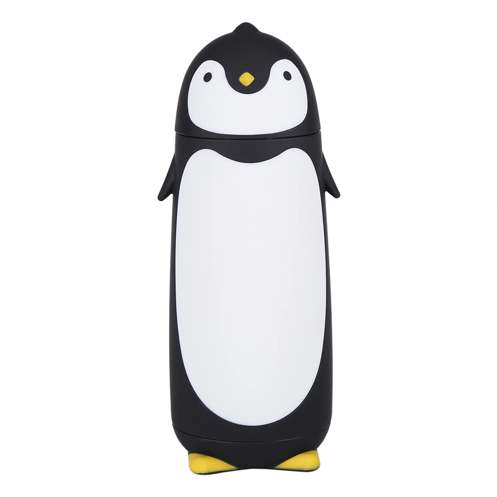 ZPSHYD Frasco de pingüino, Botella de Agua de Cristal de pingüino Lindo portátil de 300 ML, Taza de Viaje de Doble Capa para niños y Estudiantes(Negro)