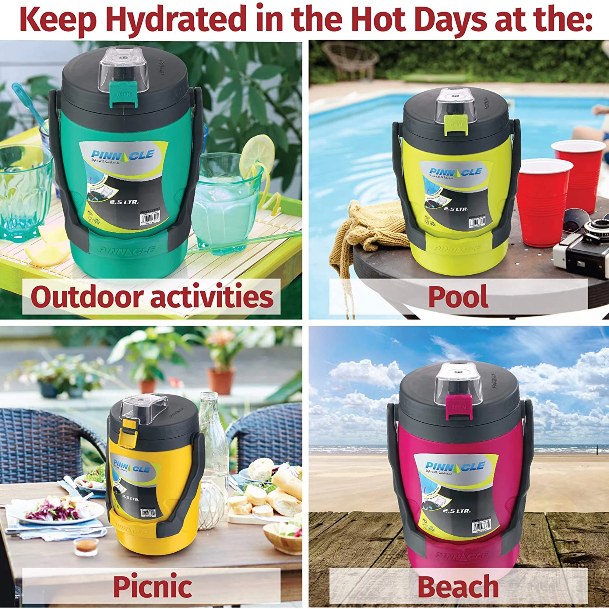 Pinnacle Thermoware Insulated Water Jug with Spout 85 Oz Large Water Bottle, Lime Green