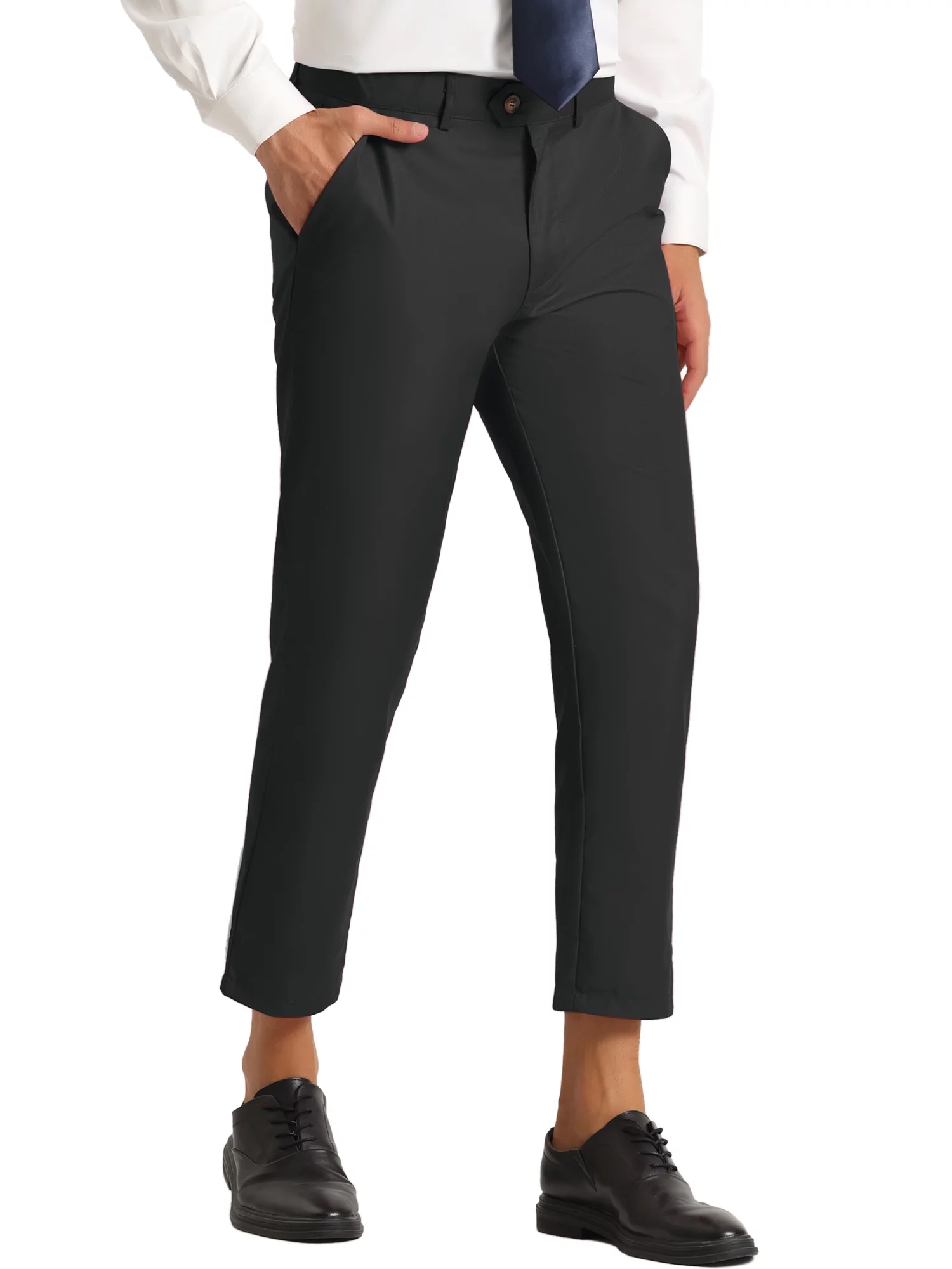Lars Amadeus Men's Cropped Dress Pants Flat Front Ankle-Length Trousers