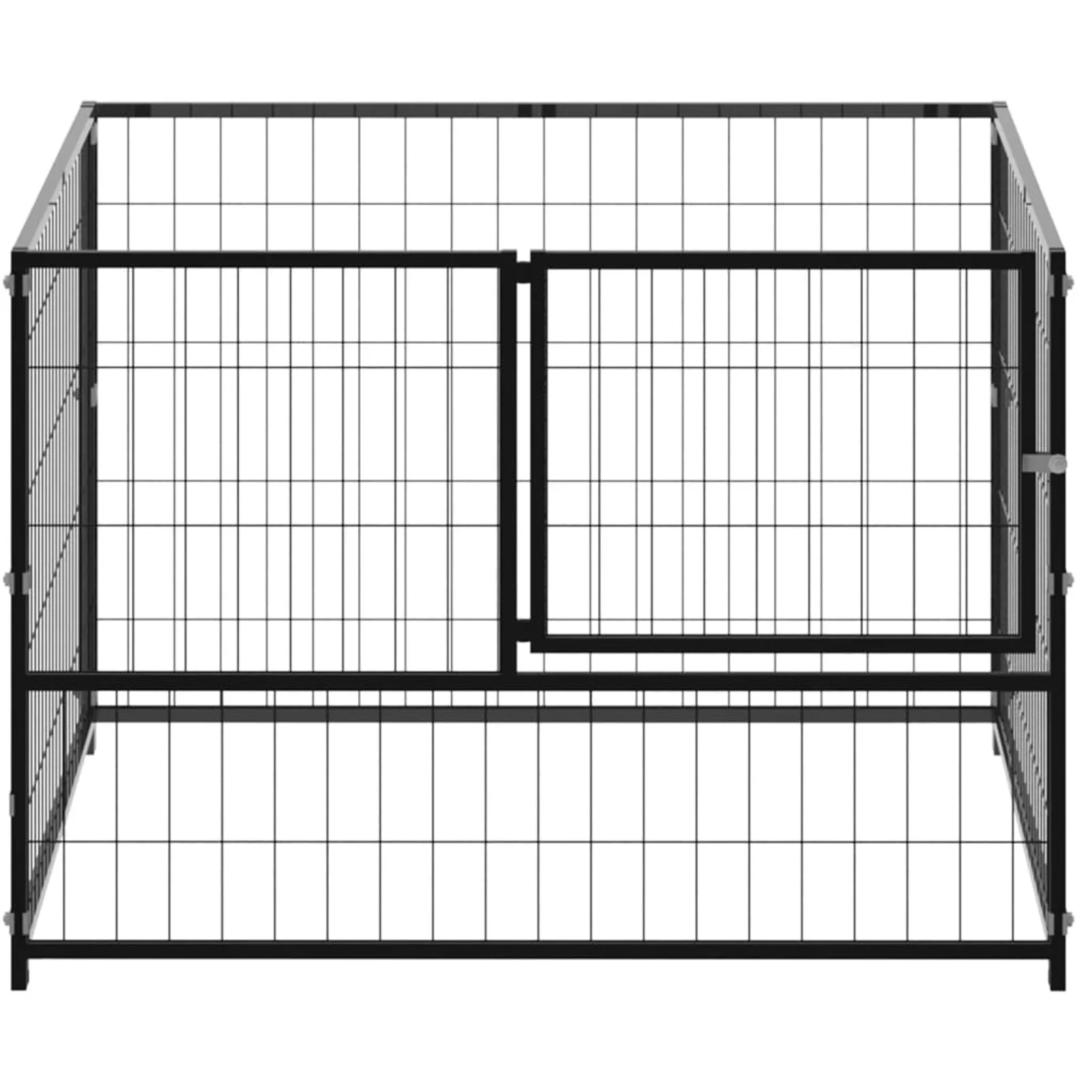 Anself Outdoor Dog Kennel Steel Sidewalls Fence Pet Playpen with Door Pet Exercise Cage Black 39.4 x 39.4 x 27.6 Inches (L x W x H)