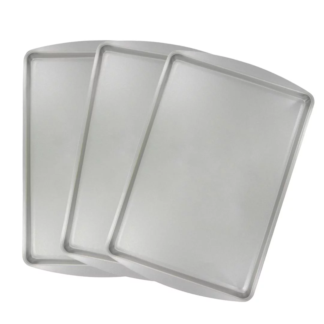 Nonstick Cookie Sheet Pans 9x13 in. Set of 3, Professional Quality Kitchen Cooking Non-Stick Baking Trays Easy to Clean Pans