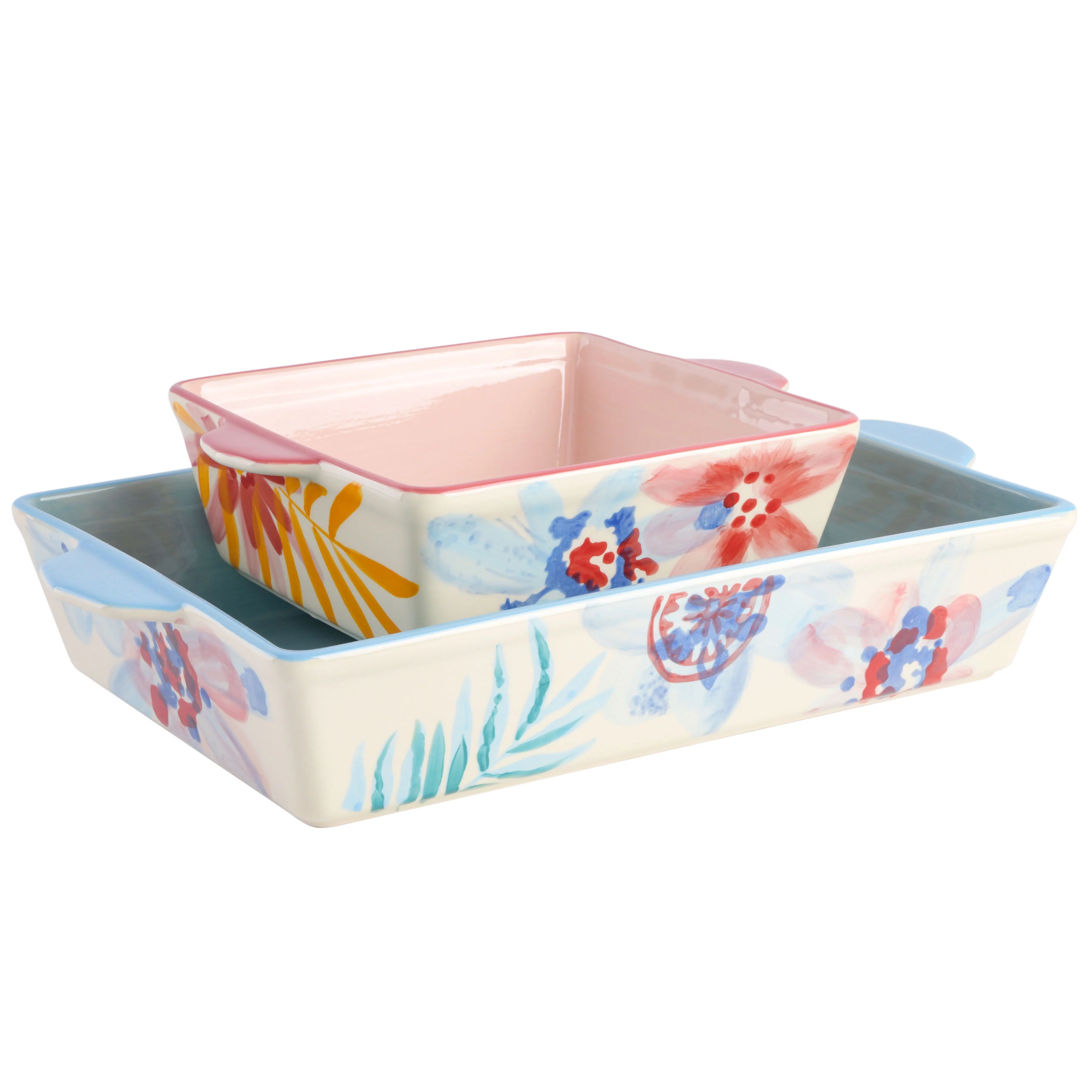 Spice by Tia Mowry Goji Blossom 2-Piece Hand-Painted Ceramic Bakeware