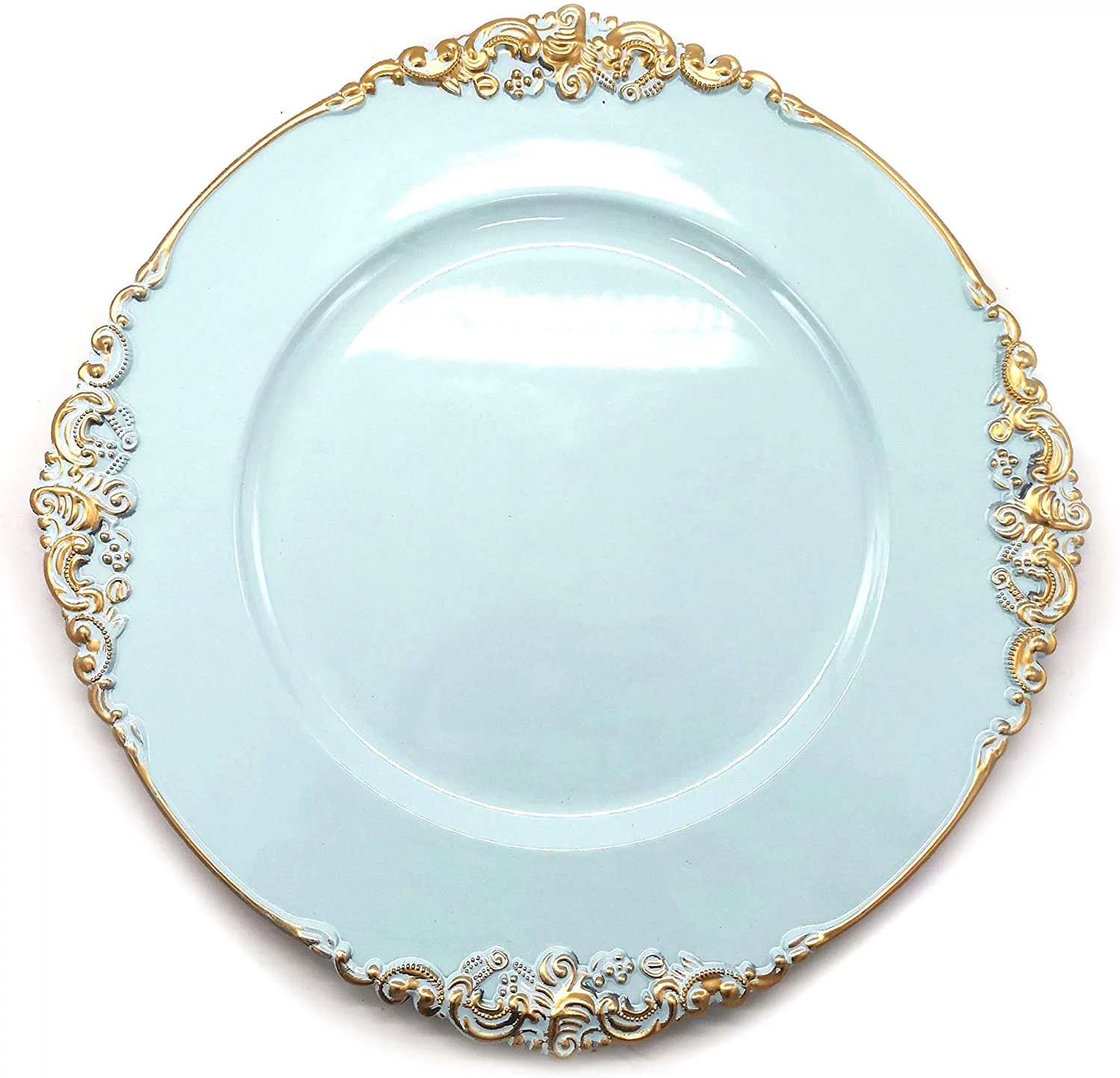 Allgala 13-Inch -Pack Heavy Quality Round Charger Plates-Floral Light Blue-HD80344
