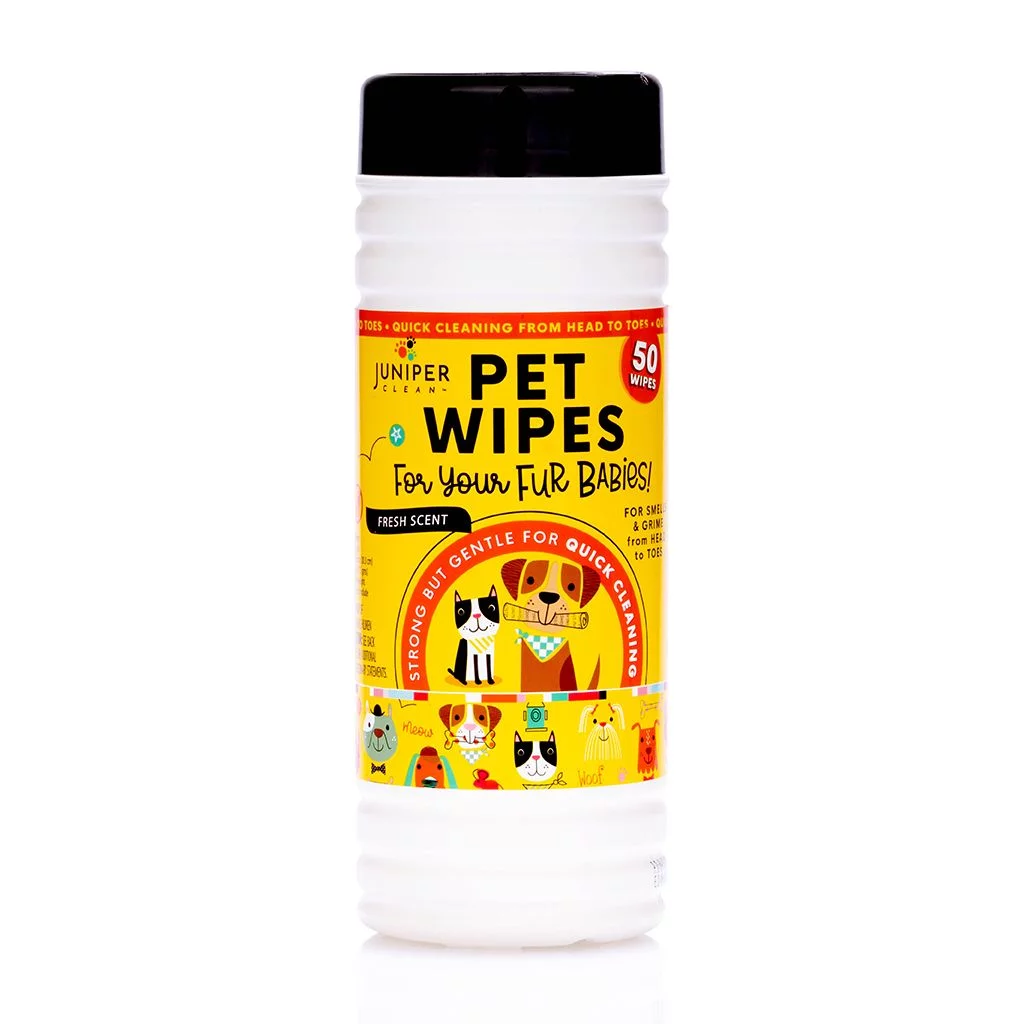 Juniper CLEAN, Pet Wipes for Pets Cleansing, Wipes for Dogs & Puppies-Mild & Soothing Dog Grooming Wipes, Safe to Use from Head to Toes, 50 Count (Pack of 12)
