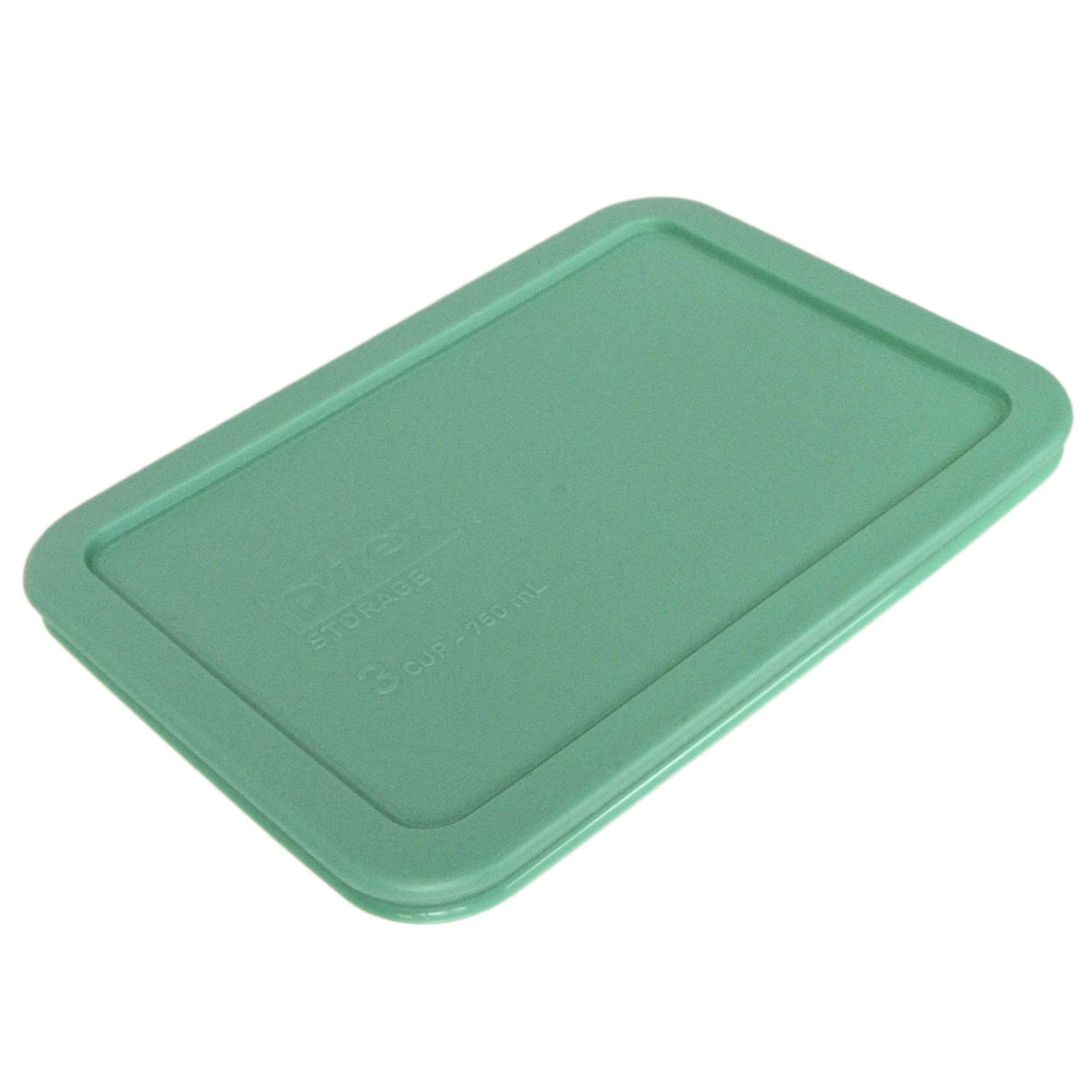 Pyrex (1) 7210 3-Cup Clear Glass Storage Dish and (1) 7210-PC Light Green Plastic Lid Cover