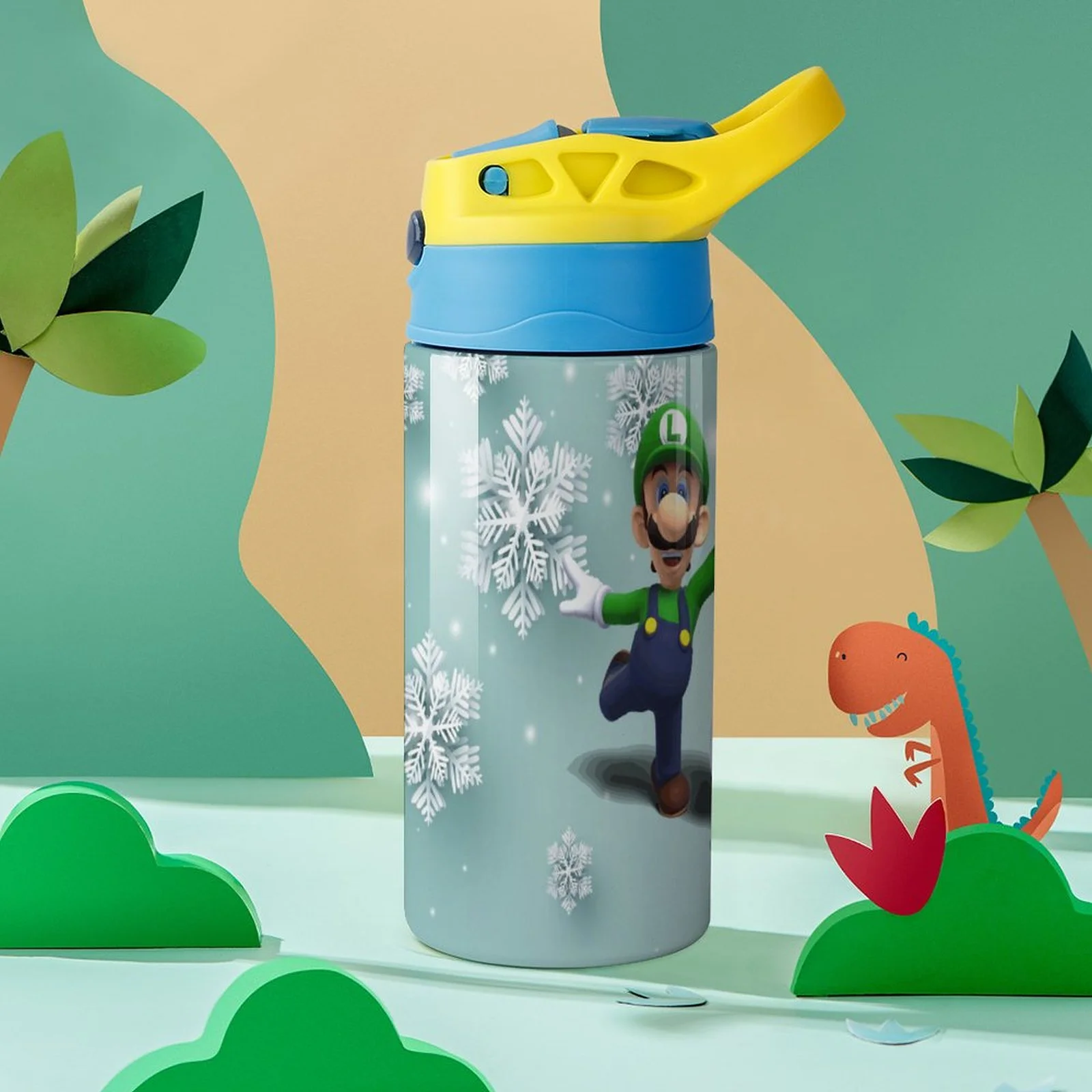 Mario Luigi Bros Kid's Insulated Water Bottle With Straw Vacuum Stainless Steel Cup Leak-Proof Children Toddler Thermoses