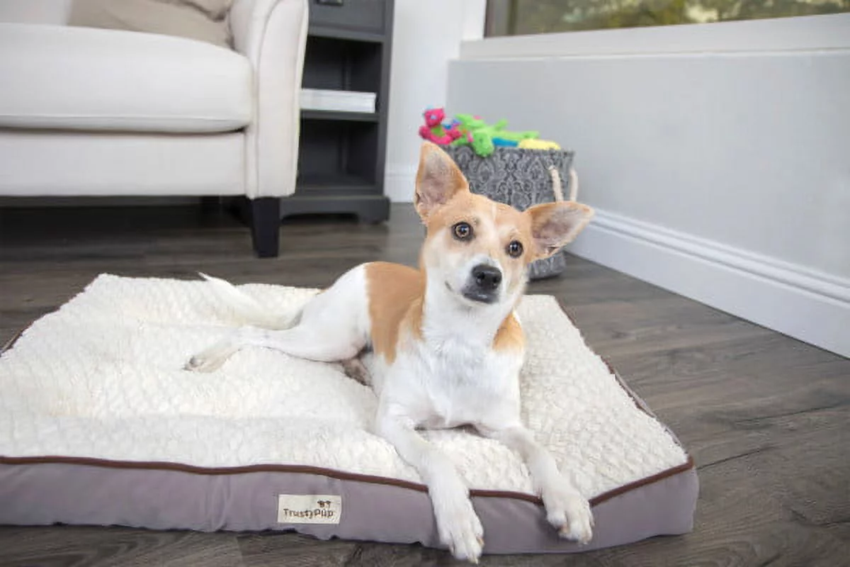 TrustyPup Tuft Love Deluxe Crate Mattress Tufted Pillow Pet Bed - Gray, Medium