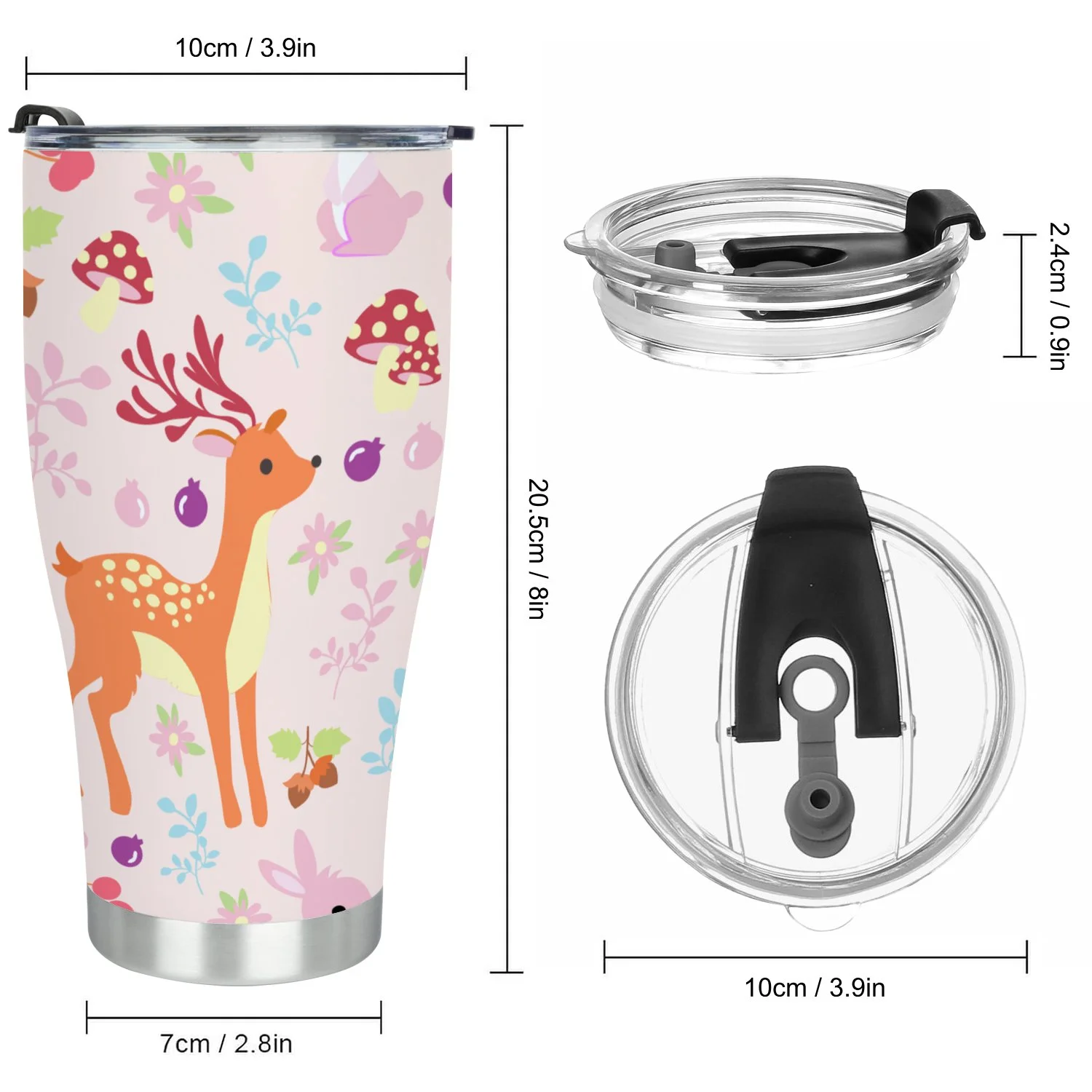 Hidove Stainless Steel Tumbler, print animal pink background seamless pattern 30oz Leak Proof & Stainless Steel Bottle for Hot & Cold Drinks - Coffee Travel Mug, Water Metal Canteen, Thermal Cup