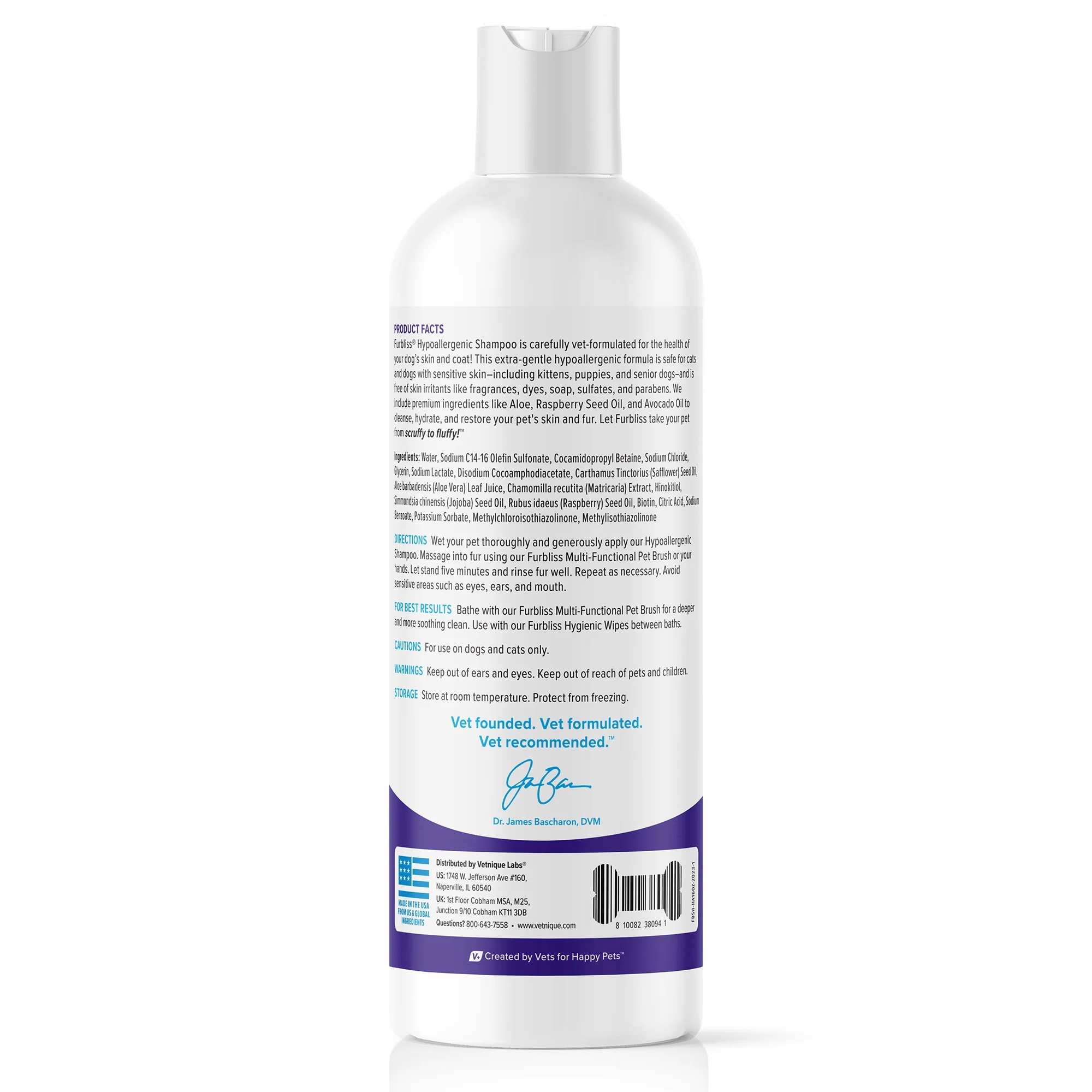 Vetnique Labs Furbliss Hypoallergenic Shampoo for Dogs & Cats with Sensitive Skin 16oz