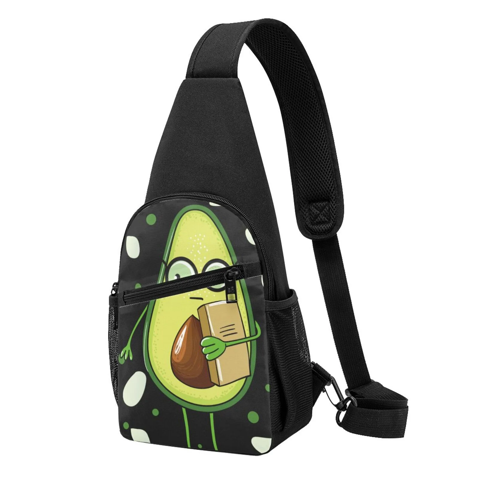 Balery Avocado With Glasses Chest Pack,Small Sling Bag For Women Men,Crossbody Bags For Travel Hiking Running Sports
