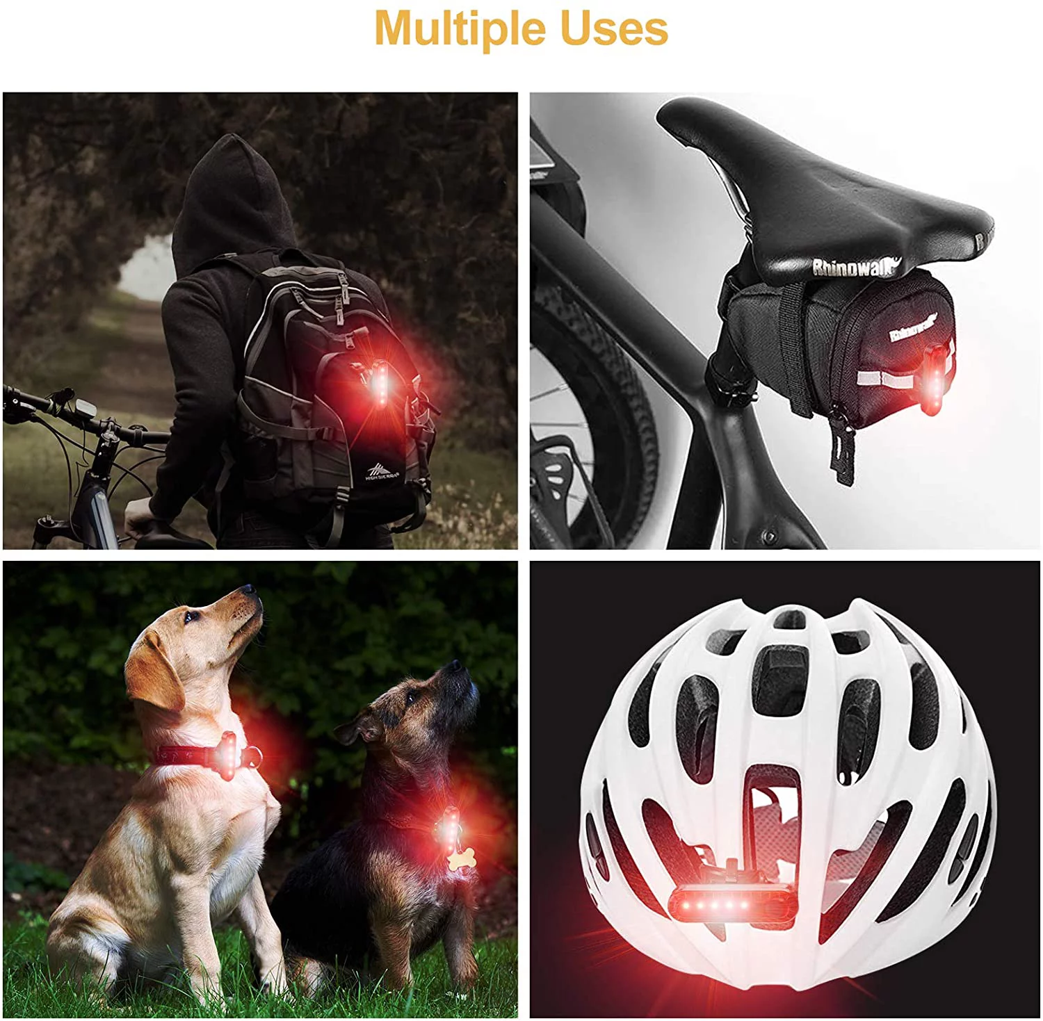 USB Rechargeable LED Bike Tail Light 2 Pack, Bright Bicycle Rear Cycling Safety Flashlight, 4 Light Mode Options, (2 USB Cables Included)