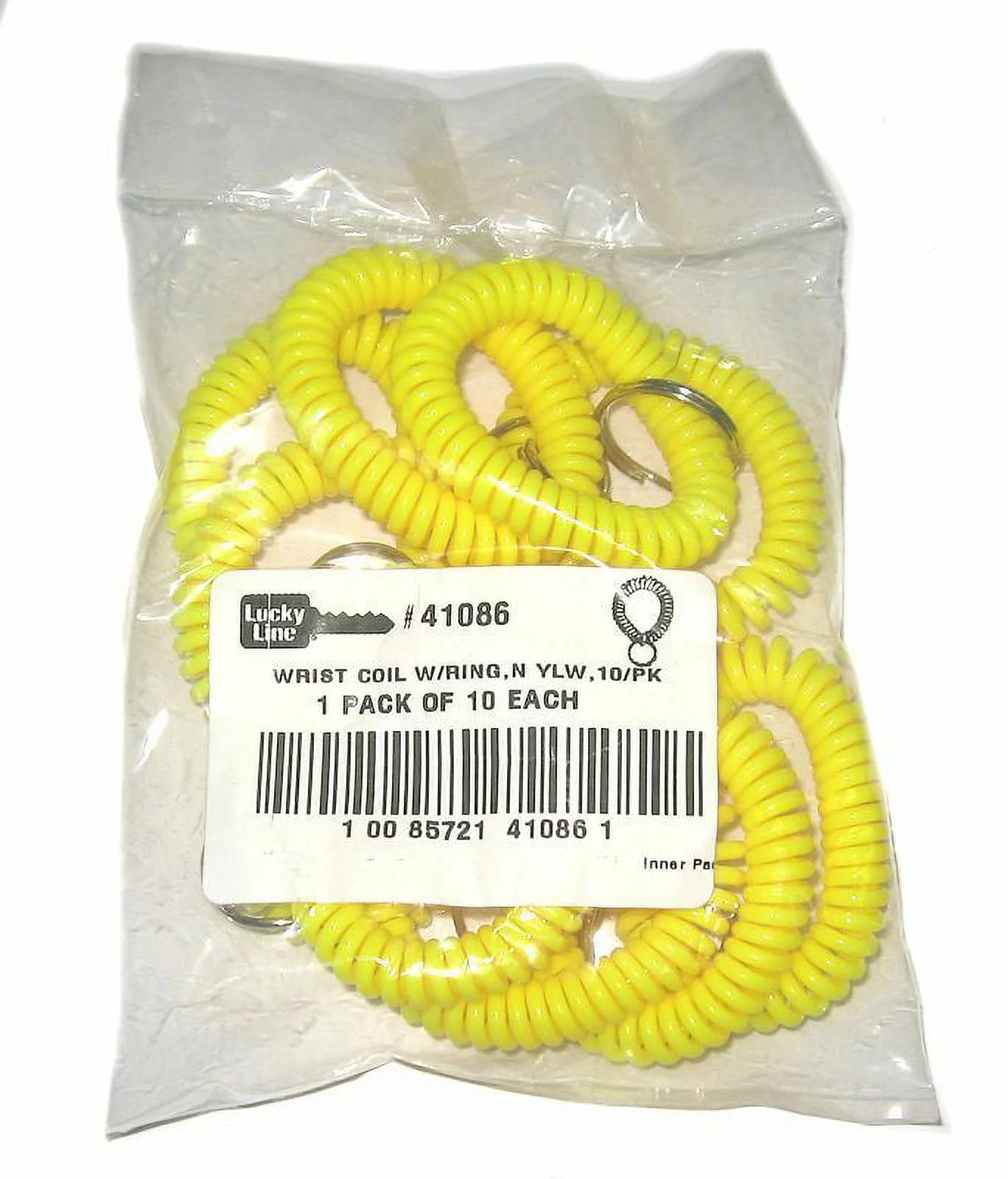 Lucky Line 41086 Wrist Coil, Key Chain - Neon Yellow 10pk