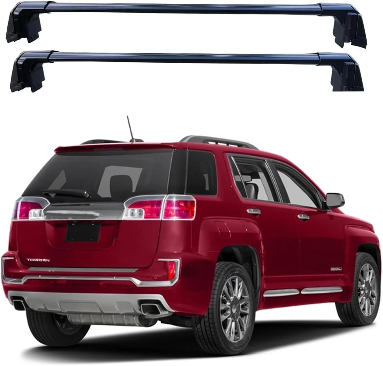 ROKIOTOEX Cougar Roof Rack Crossbars Fit for GM-C Terrain 2010-2017 Raised Roof Rails with Inside Slots, Lockable Cross Bars for Rooftop Cargo Box Luggage, Ski Board, Bike Carrier – Black SO14T