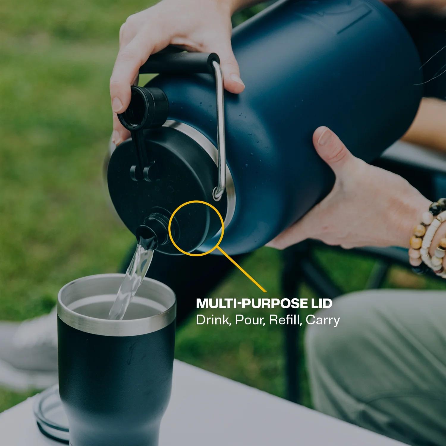 RTIC Half Gallon Jug, Durable Stainless Steel Insulated Jug with Built-In Handle, Black