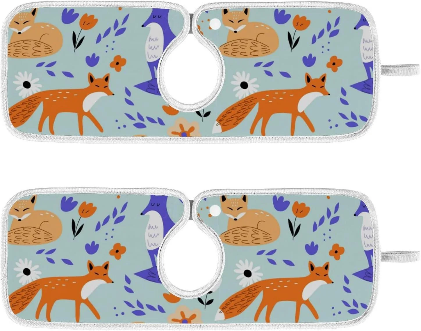 Coolnut 2 Pack Faucet Mats Splash Guard for Kitchen Sink,Nursery Cute Foxes 23x5 Inch Super Absorbent Microfiber Sink Protector Mat, Kitchen Sink Mat Machine Washable Kitchen Sink Accessories