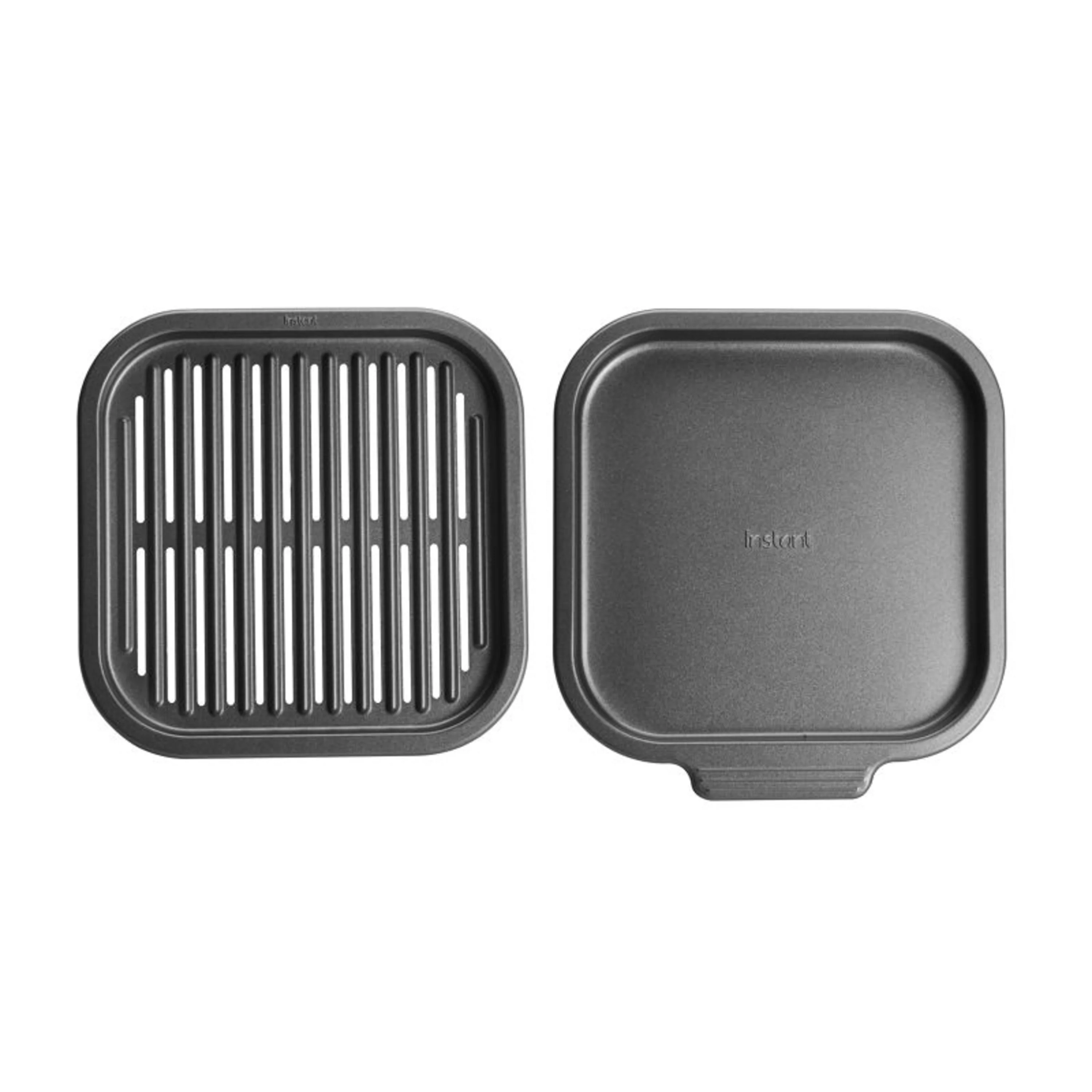 Instant Pot Air Fryer Non-Stick Metal 2-Piece Grill Pan Set in Gray