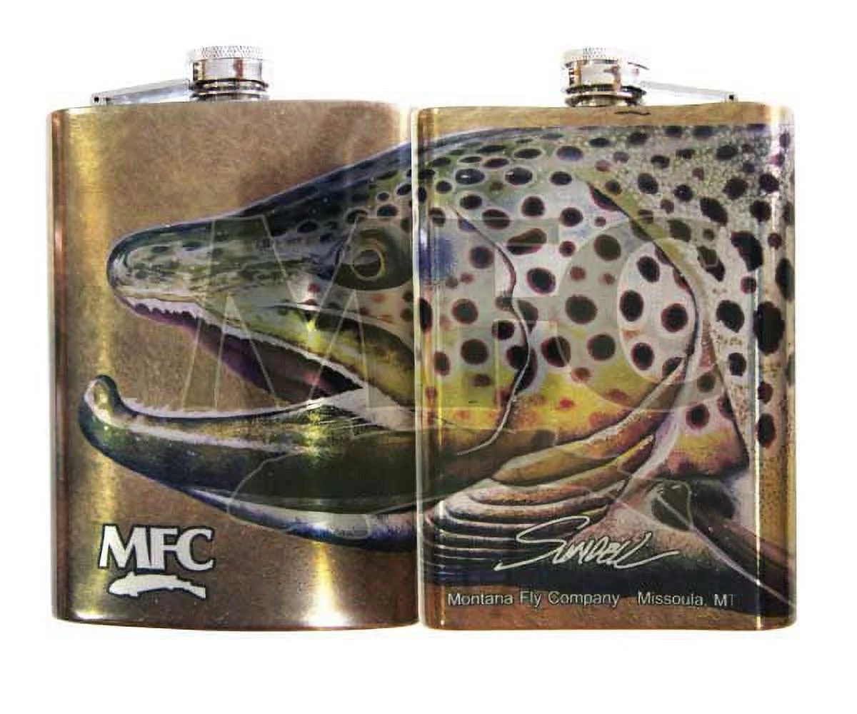 Montana Fly Company Stainless Steel Hip Flasks Big Sky Warrier - Brown 10oz