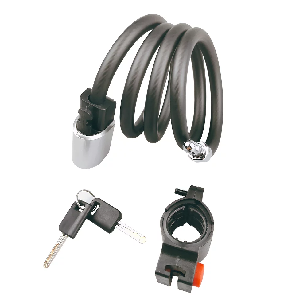 4 Feet Anti-theft Bicycle Lock Cable Coil with Mounting Bracket and Keys