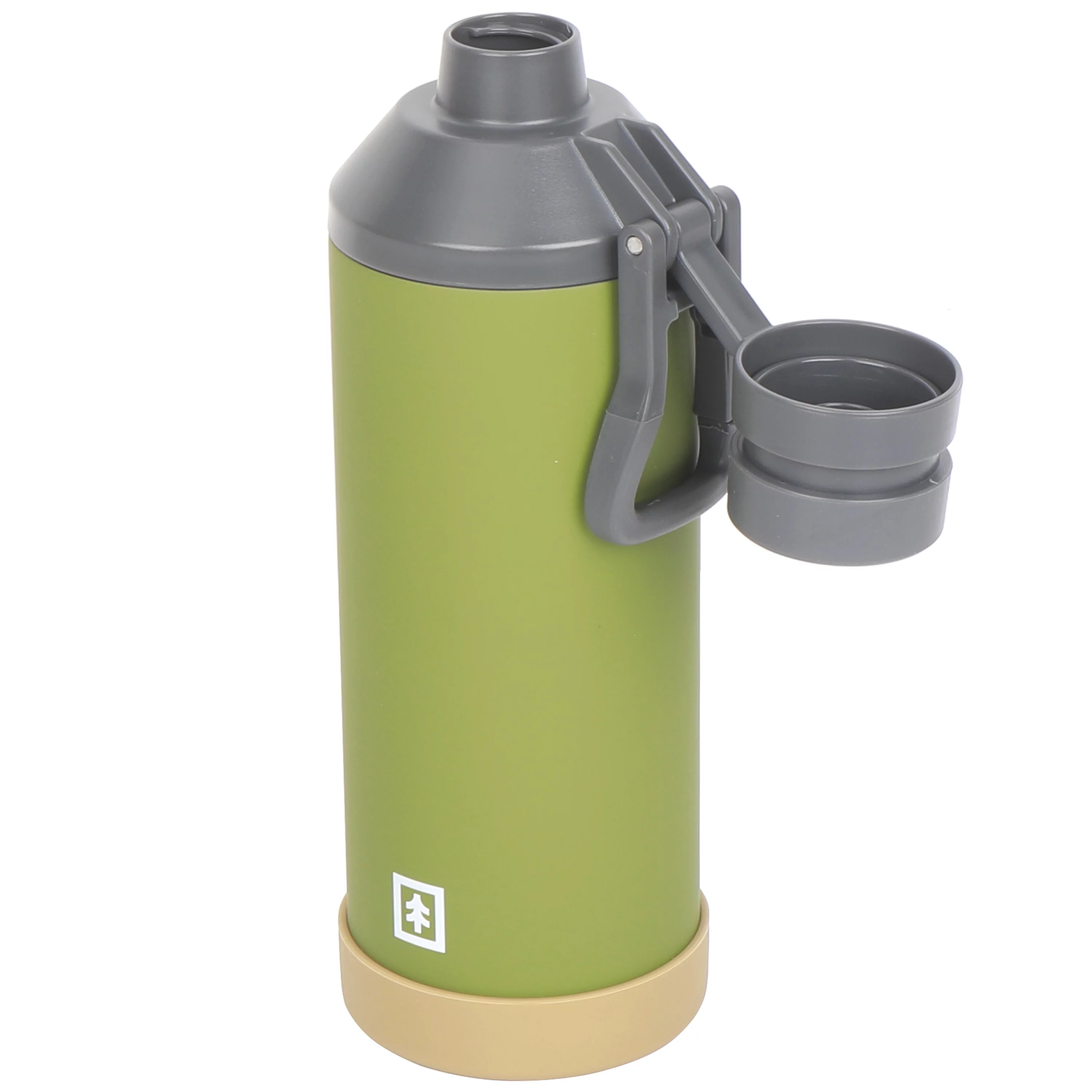 Swiss Tech Stainless Steel Insulated Water Bottle with Leakproof Chug Lid, Carabiner Clip Handle and Silicone Boot, 24oz, Soft Touch Green