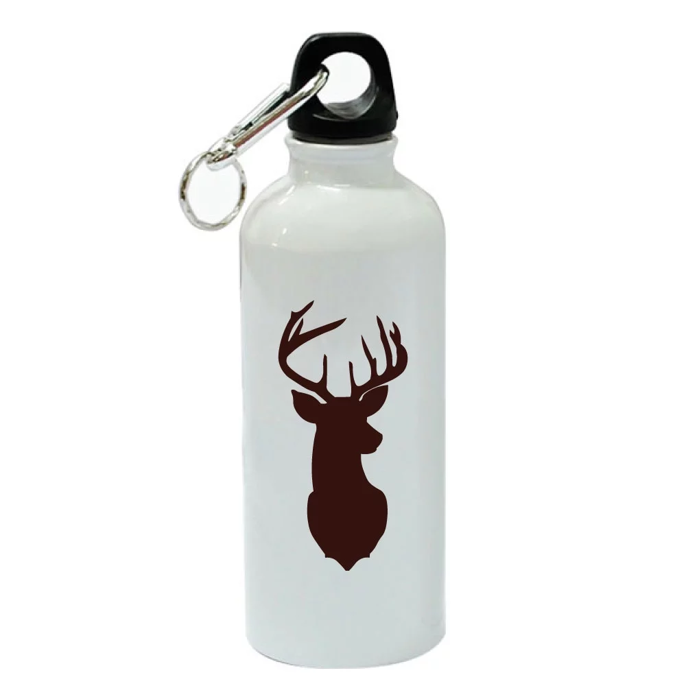 Deer Silhouette White Aluminum Sports 20 oz Water Bottle