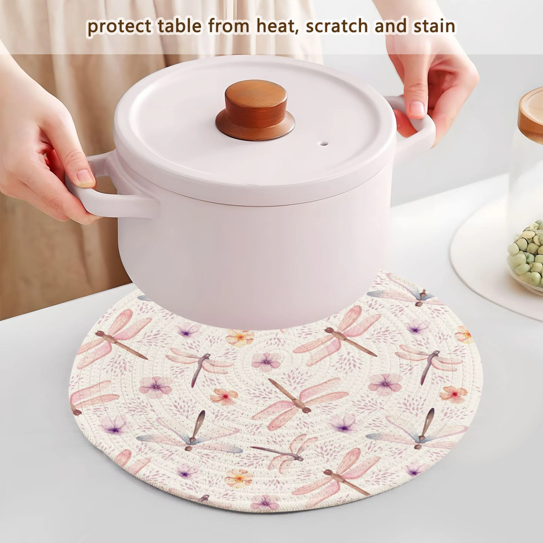 Pink Dragonflies 3 PCs Pot Holders Trivets Kitchen 15