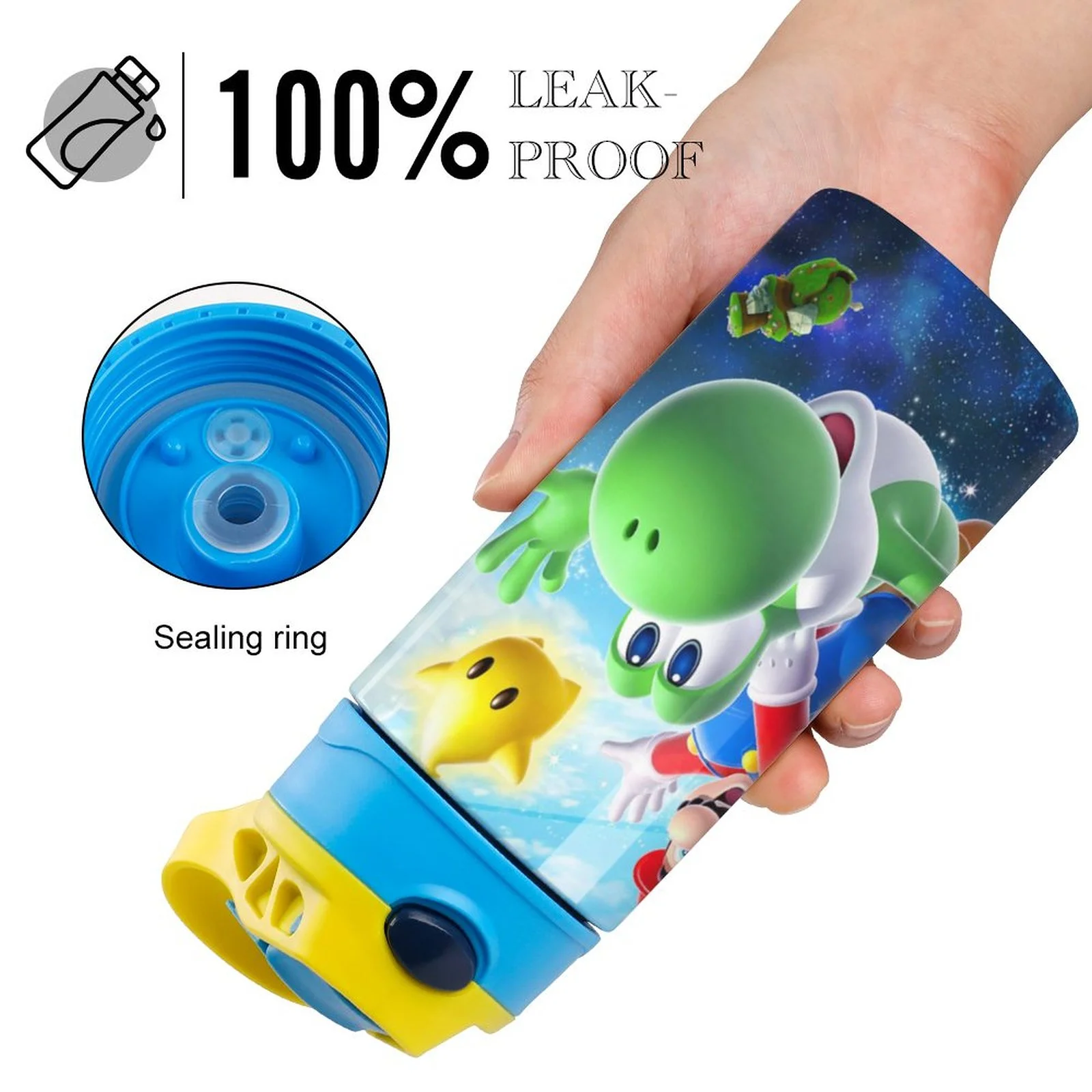 Super Mario Galaxy Kid's Insulated Water Bottle With Straw Vacuum Stainless Steel Cup Leak-Proof Children Toddler Thermoses