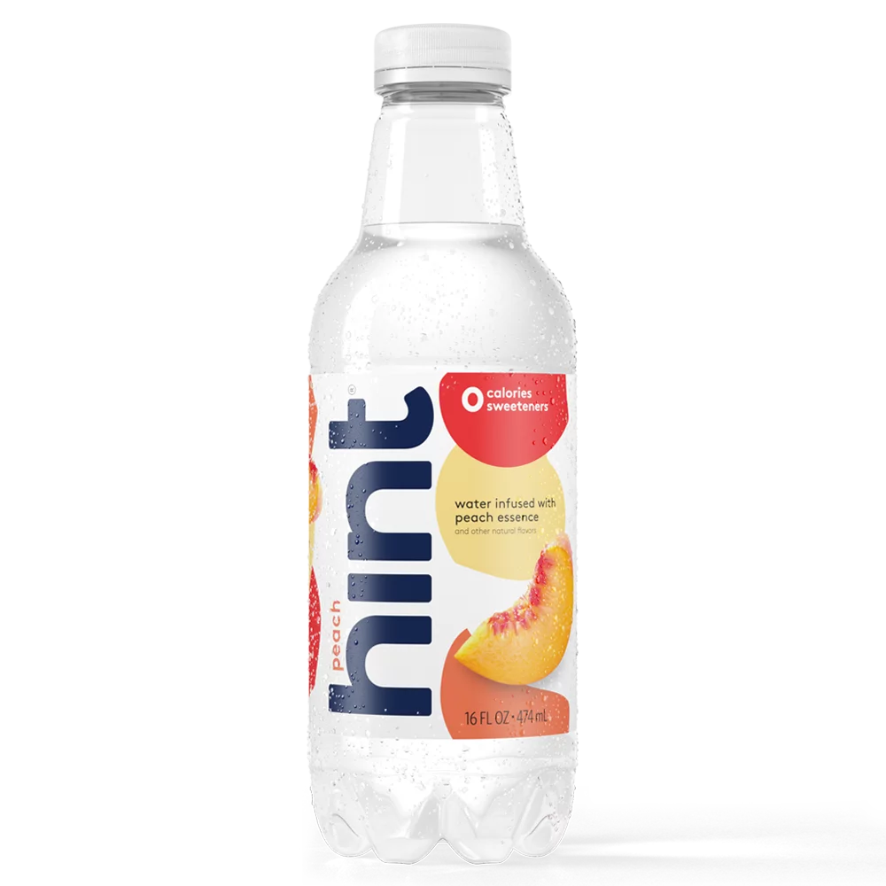 Hint Peach Sparkling Water, 16 Fl Oz, 12 Pack Bottles