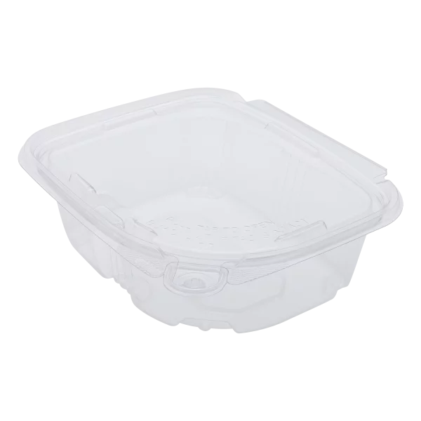 Karat 12oz PET Plastic Tamper Resistant Hinged Deli Container with Lid - 200 sets