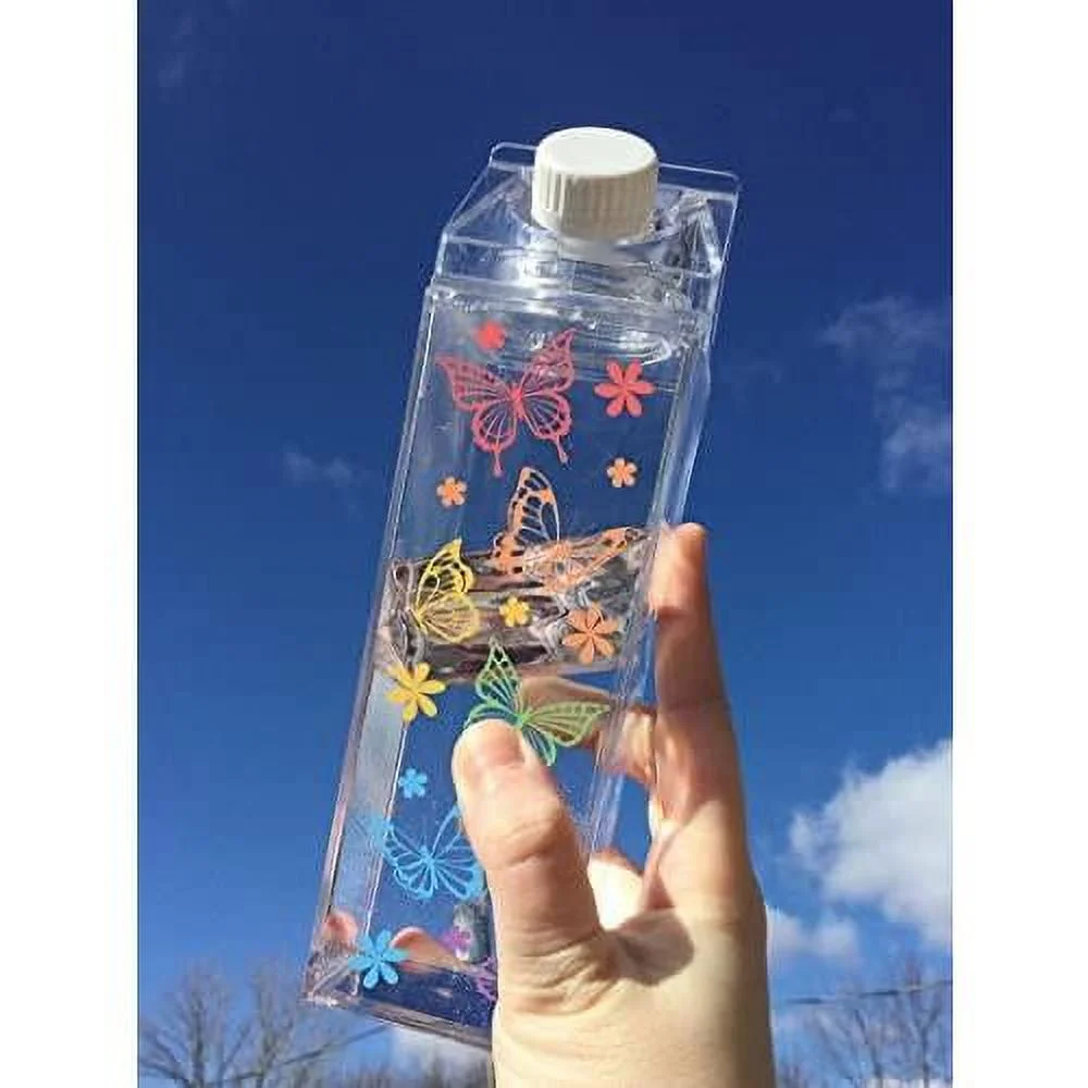 rainbow milk carton water bottle 500ml 16.9oz clear