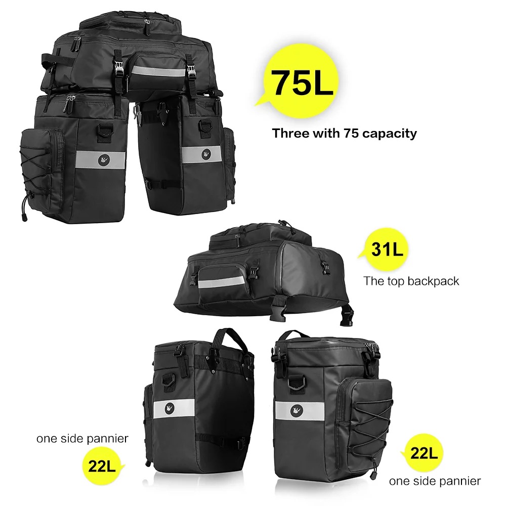 Andoer Bike Bag,3 In 1 Rear Waterproof Bike Waterproof Bike Saddle In 1 Bike Qahm Buzhi