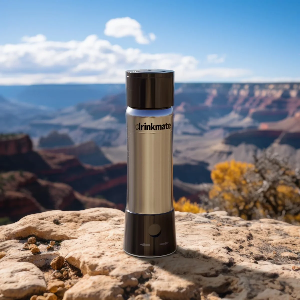 DrinkMate instaFizz Carbonating Water Bottle - Sparkles ANY Drink On the Go - 21oz Stainless Steel, BPA-Free, Wide Mouth, With Insulating Sleeve and Ten 8g CO2 Chargers (Black)