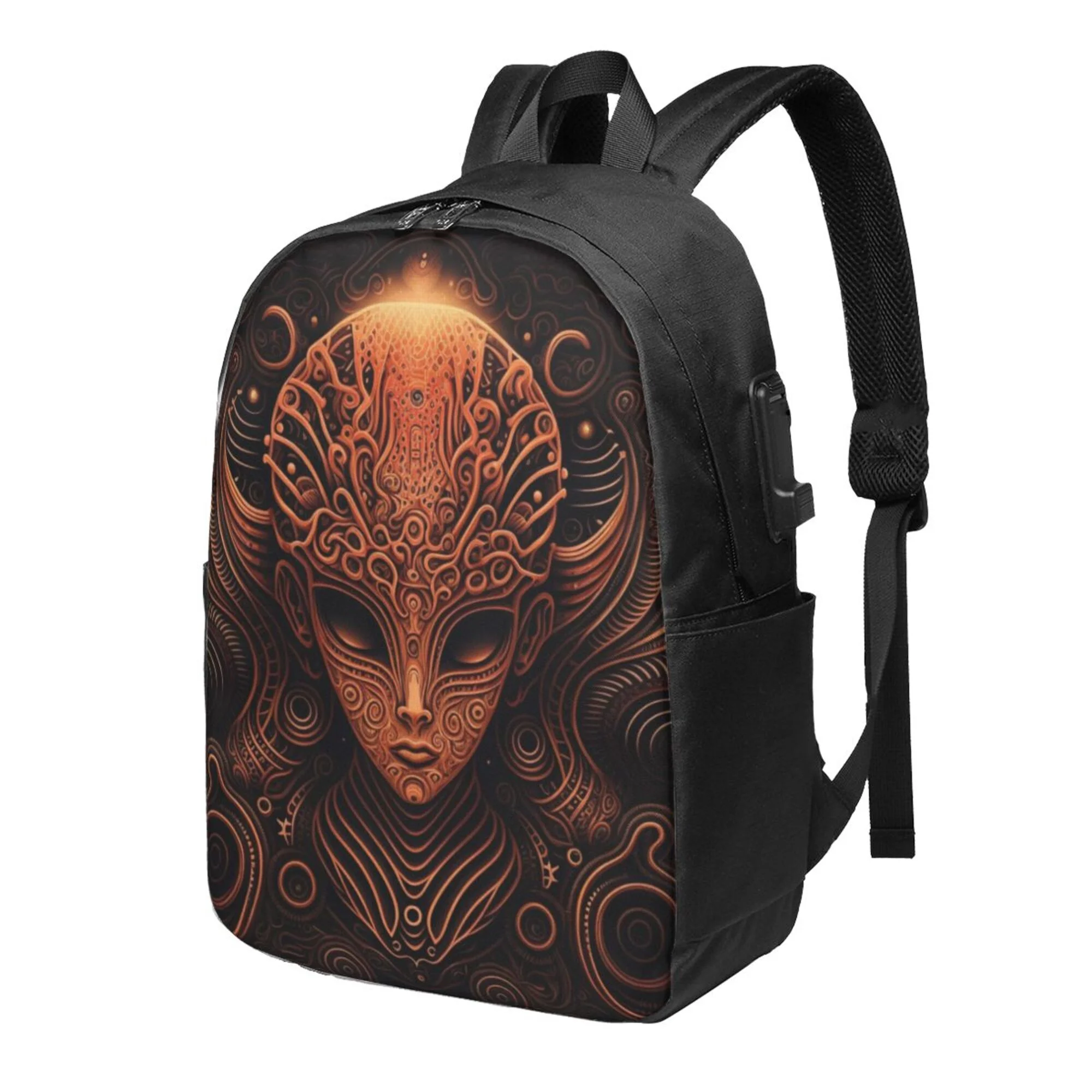 TEQUAN Travel Laptop Backpack, Psychedelic Alien Colorful Prints Outdoor Hiking Bag School Bookbag Casual Lightweight Daypack