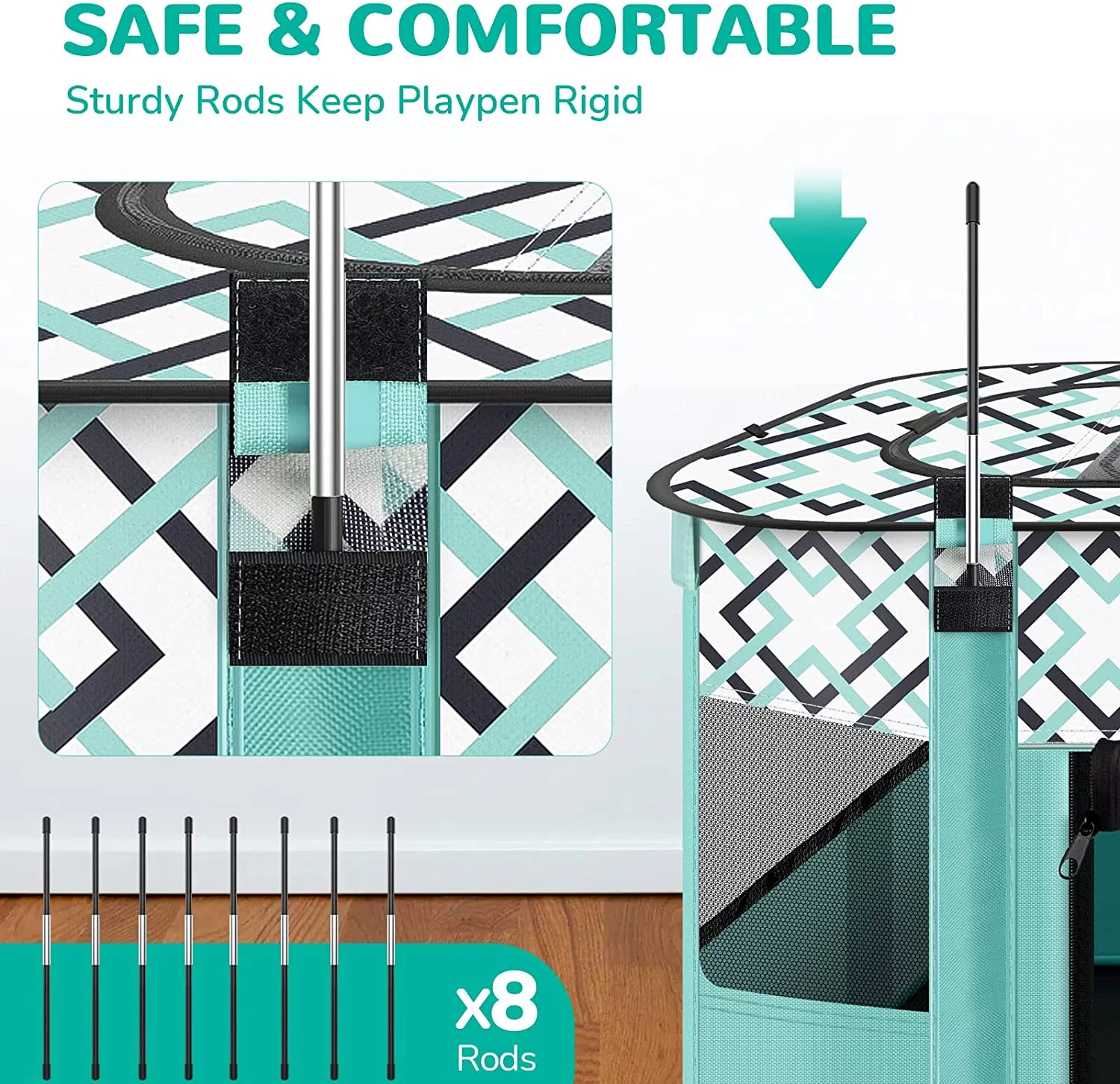 Portable Pet Playpen, Foldable Exercise Play Tent Kennel Crate for Puppy Dog Yorkie Cat Bunny, Great for Indoor Outdoor Travel Camping Use, Come with Free Carring Case, 600D Oxford, M