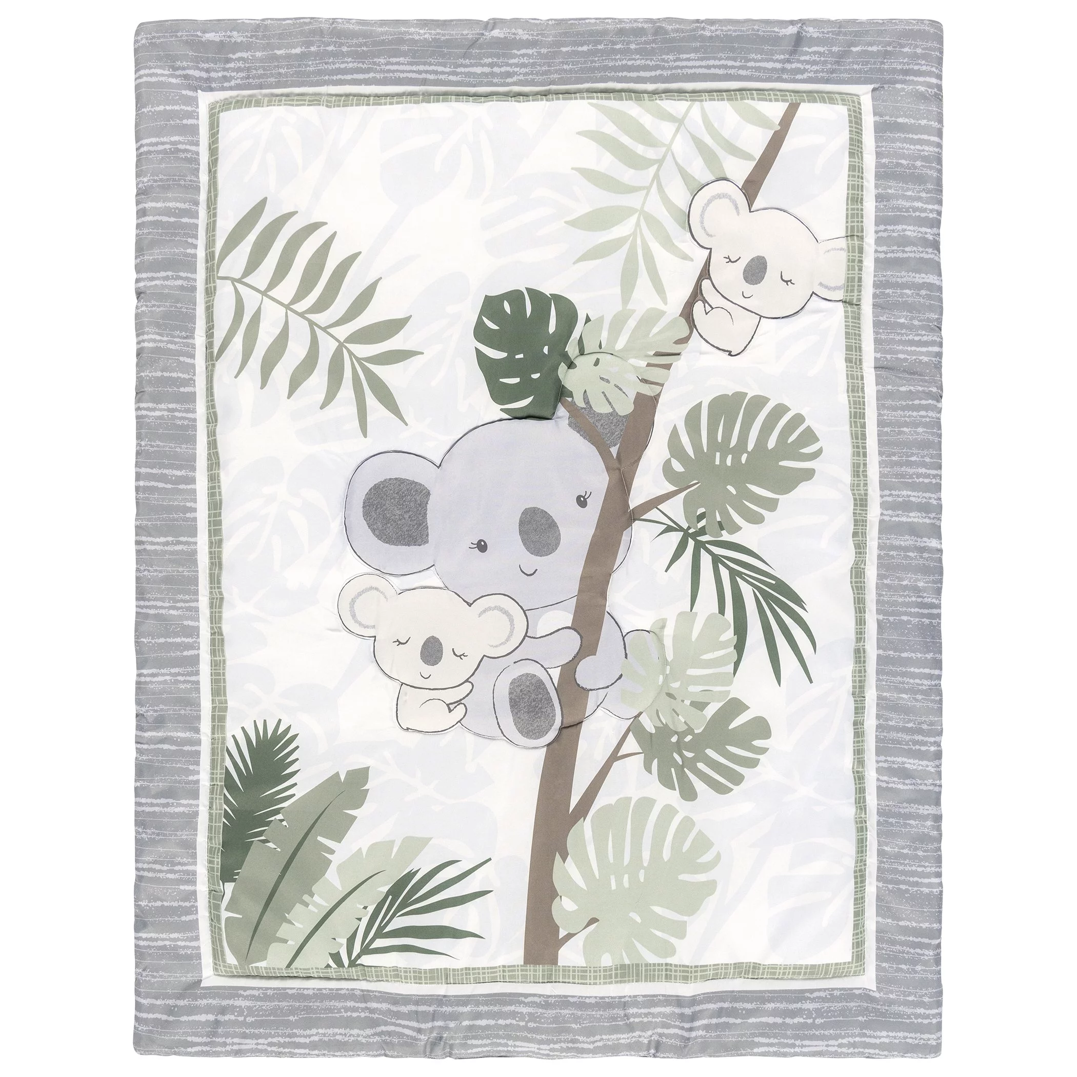 Sammy & Lou Koala Love 4 Piece Crib Bedding Set, Gray, White, Green, Brown, Infant, 200 Thread Count, Koala Character