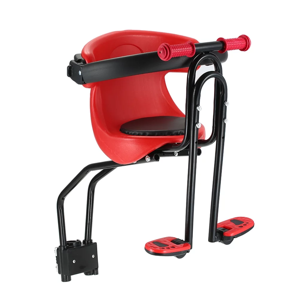Dcenta Child Safety Carrier Front Seat Saddle Cushion with Back Rest Foot Pedals