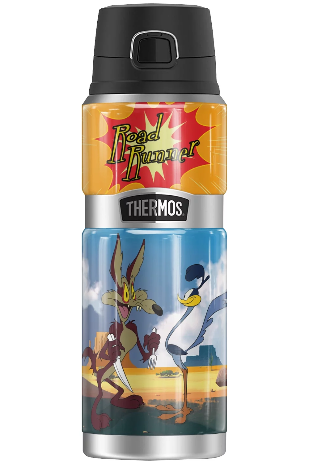 Looney Tunes Road Runner And Wile E. Coyote THERMOS STAINLESS KING Stainless Steel Drink Bottle, Vacuum insulated & Double Wall, 24oz