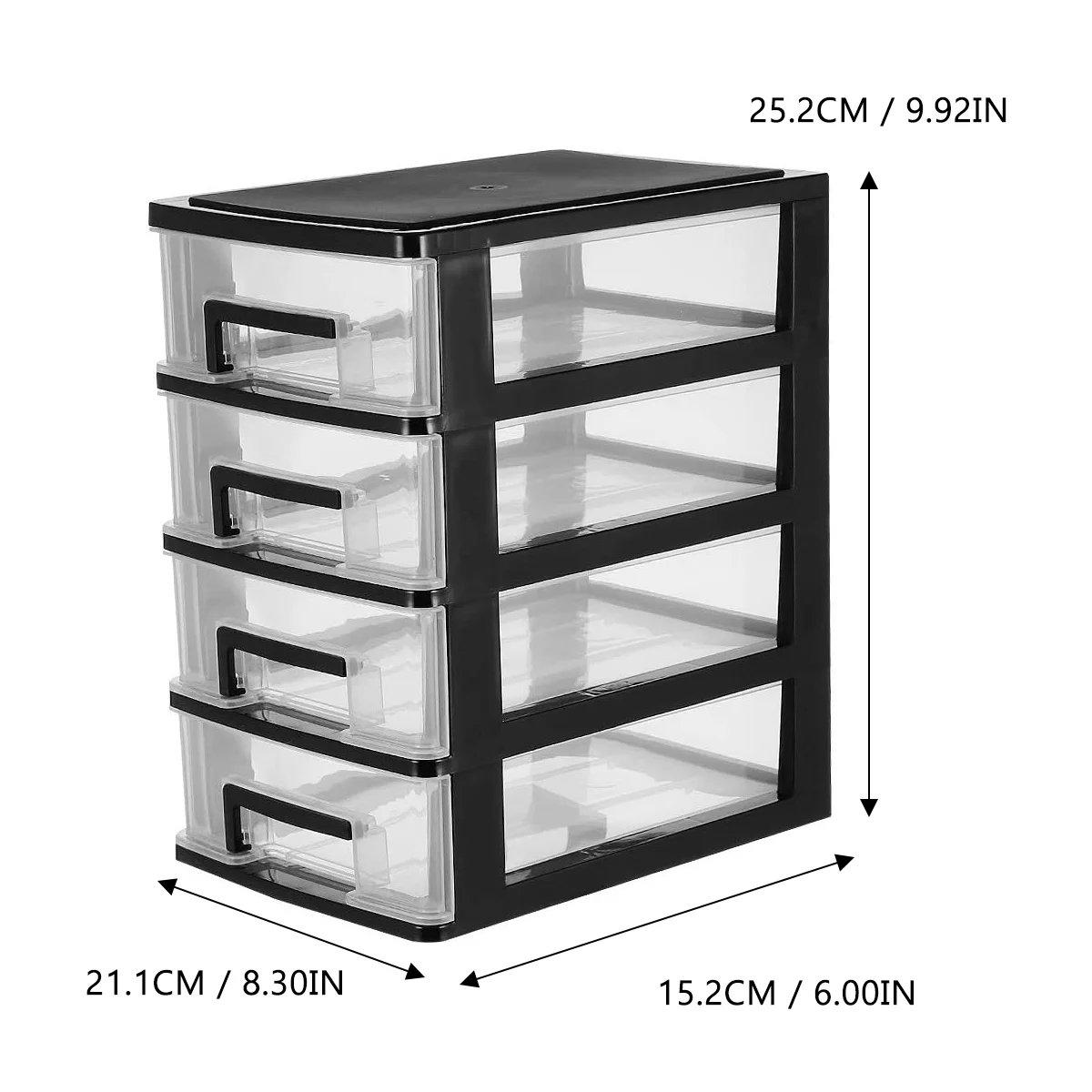 OUNONA Four-layer Storage Cabinet Plastic Drawer Type Closet Portable Multifunction Dustproof Storage Rack Black and Transparent)