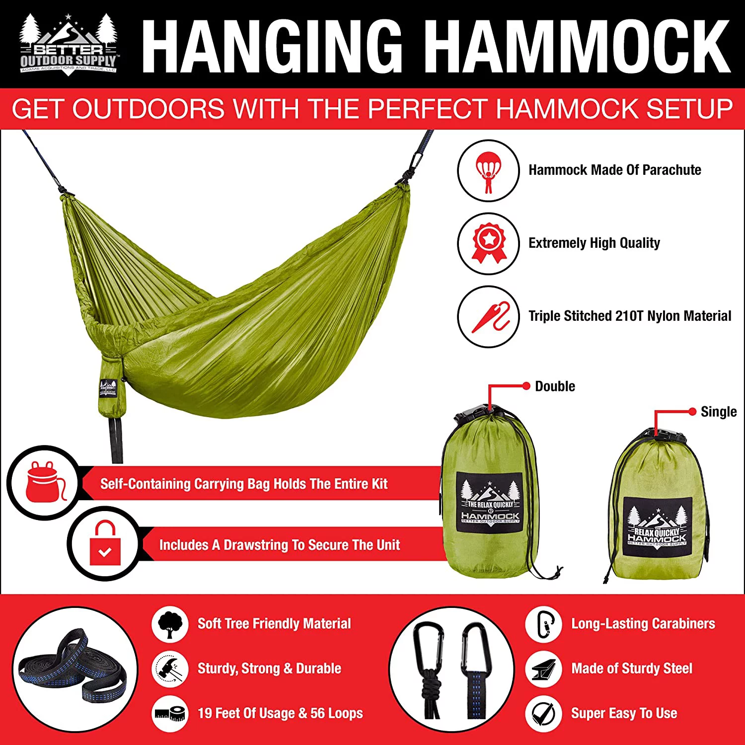 Portable Hammock - Army Green