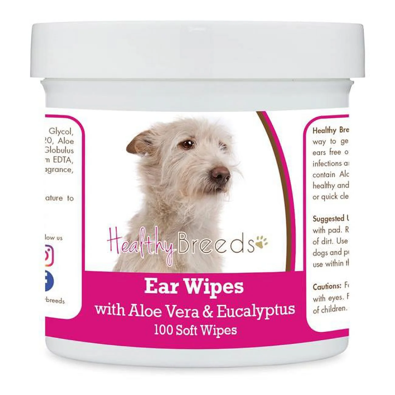 Portuguese Podengo Pequeno Ear Cleaning Wipes with Aloe & Eucalyptus for Dogs - 100 Count