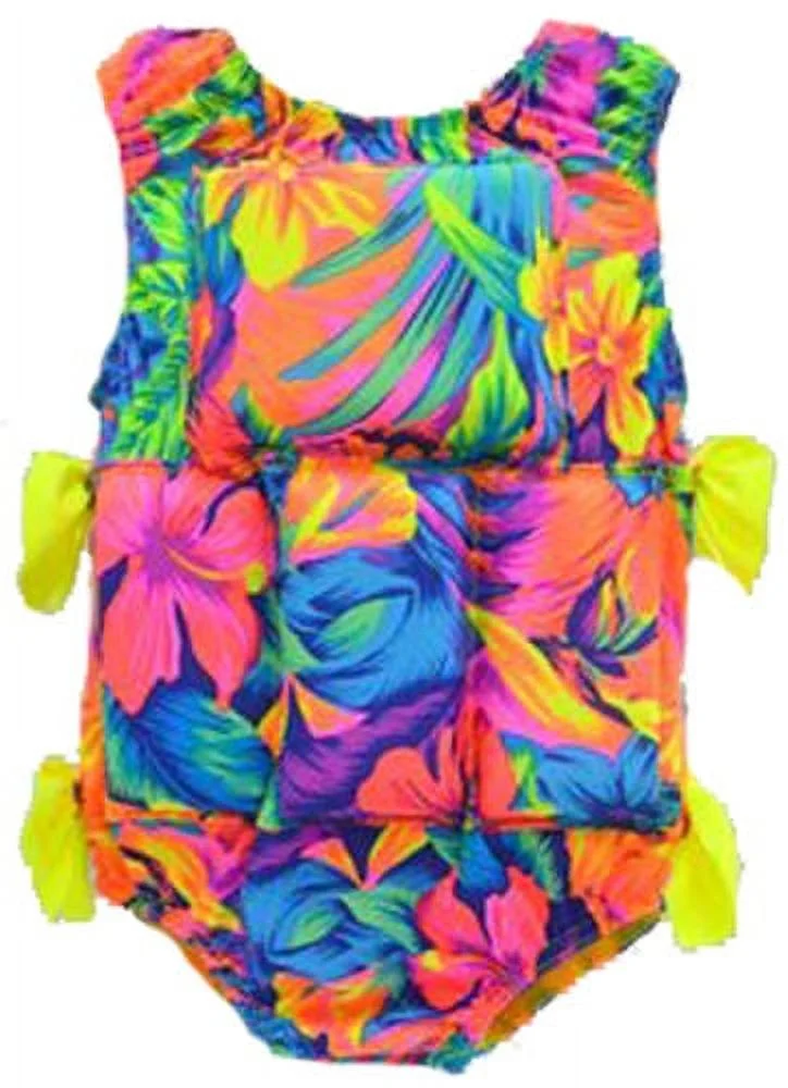 My Pool Pal Girl's or Boy's Swimwear Flotation Lifevest Swimsuit (Tahitian Floral, Large)