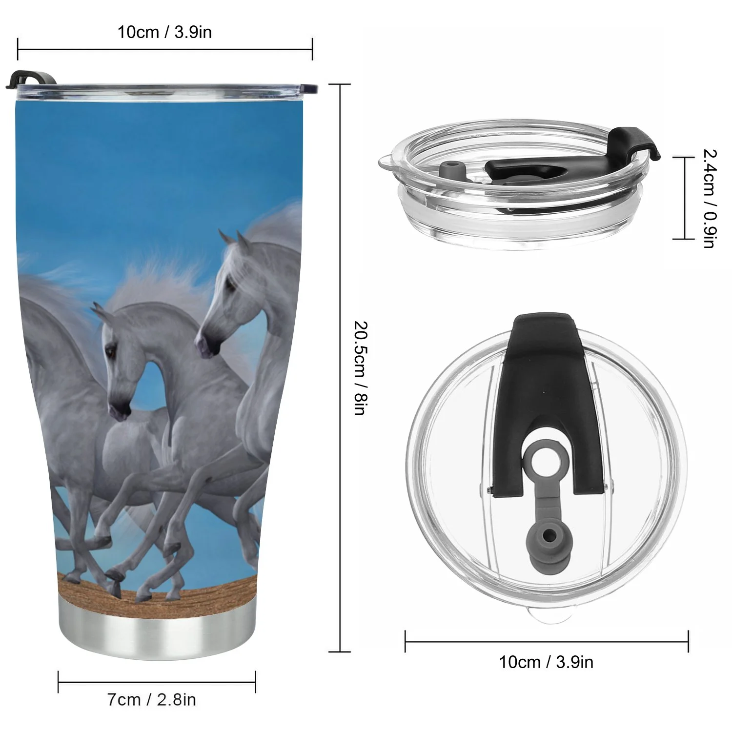 Hidove Stainless Steel Tumbler, Arabian Horse Herd 30oz Leak Proof & Stainless Steel Bottle for Hot & Cold Drinks - Coffee Travel Mug, Water Metal Canteen, Thermal Cup