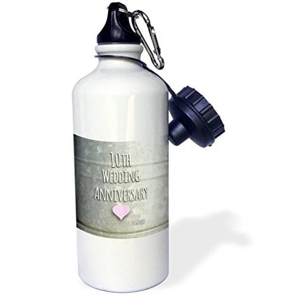10th Wedding Anniversary gift - Tin celebrating 10 years together - tenth anniversaries ten yrs 21 oz Sports Water Bottle wb-154441-1