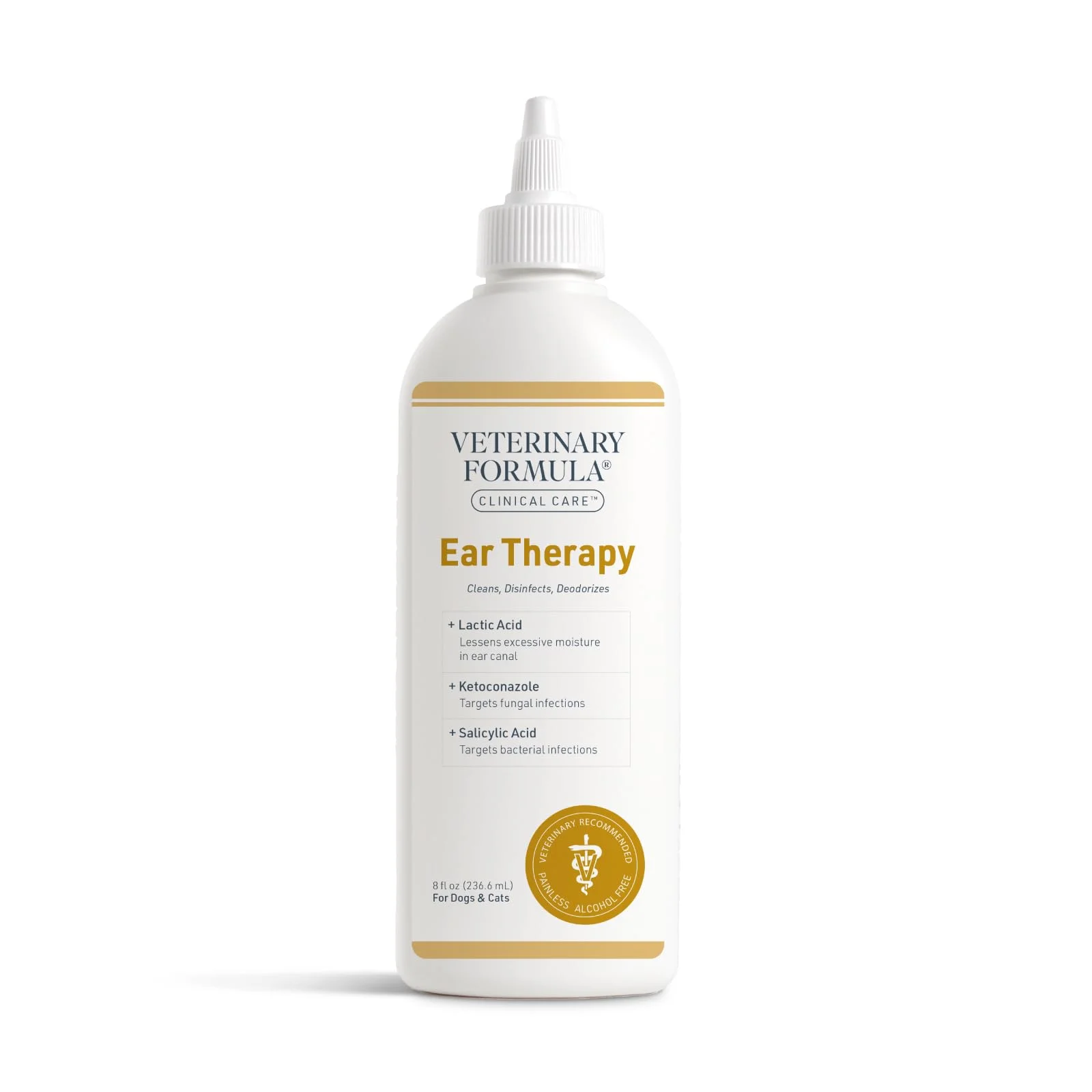 Veterinary Formula Clinical Care Ear Therapy, 8 oz.  Cat and Dog Ear Cleaner  Helps Soothe Itchiness and Clean The Ear Canal of Debris and Buildup