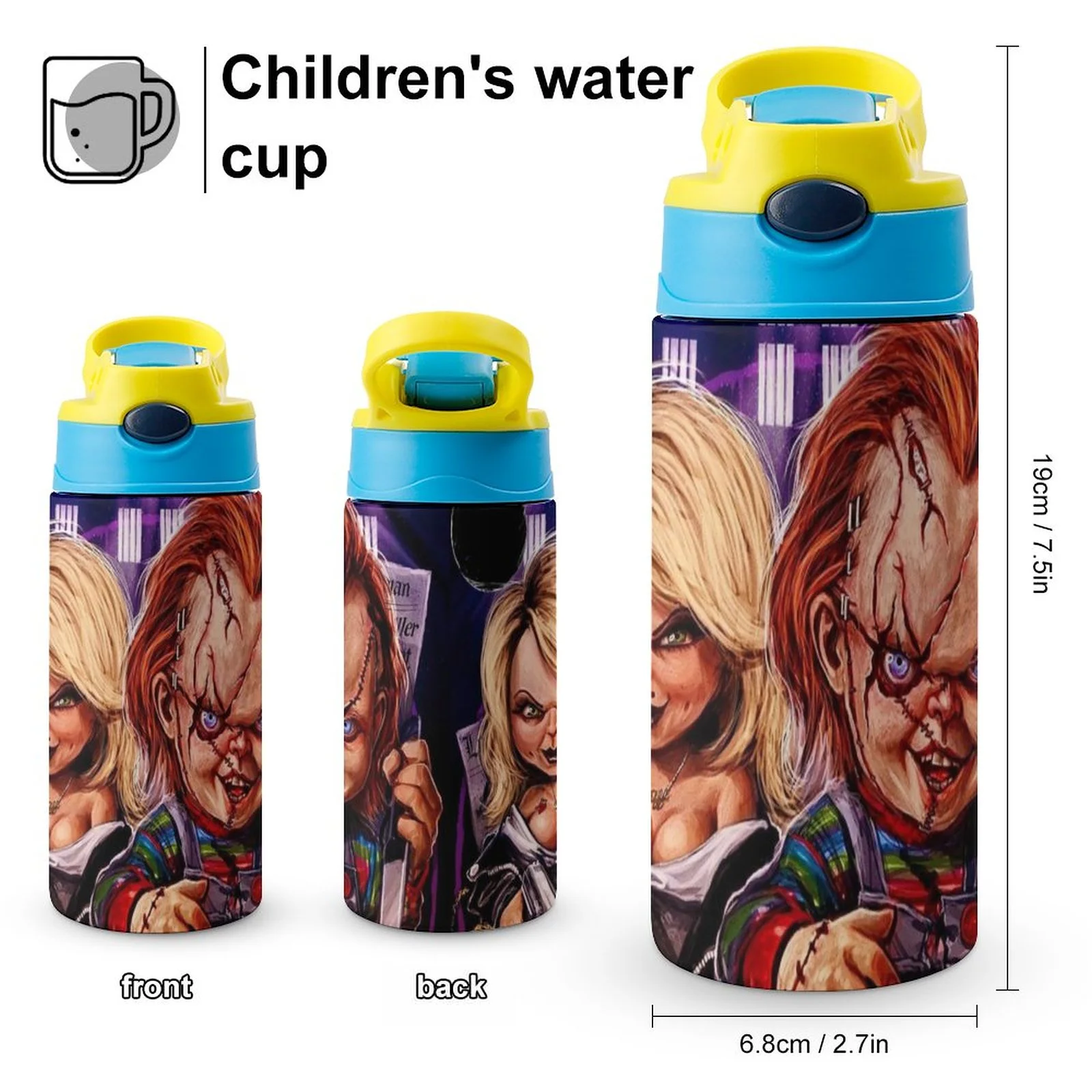 Child Chucky Kid's Insulated Water Bottle With Straw Vacuum Stainless Steel Cup Leak-Proof Children Toddler Thermoses