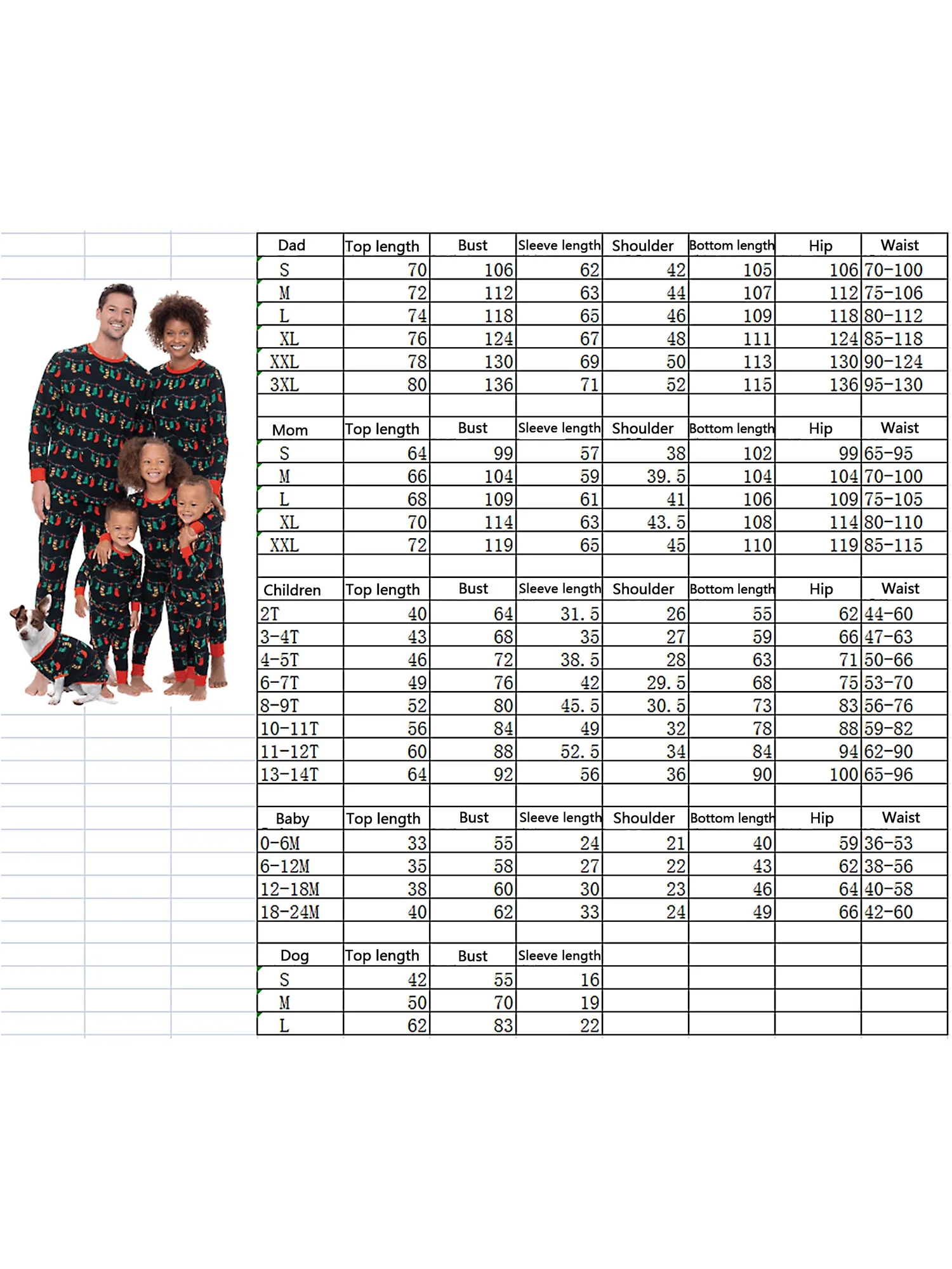 RSRZRCJ Christmas Family Matching Pajamas Outfit, Adult Kids Baby Pet Christmas Stockings Printed Tops with Elastic Waist Pants Xmas Sleepwear Nightwear Set