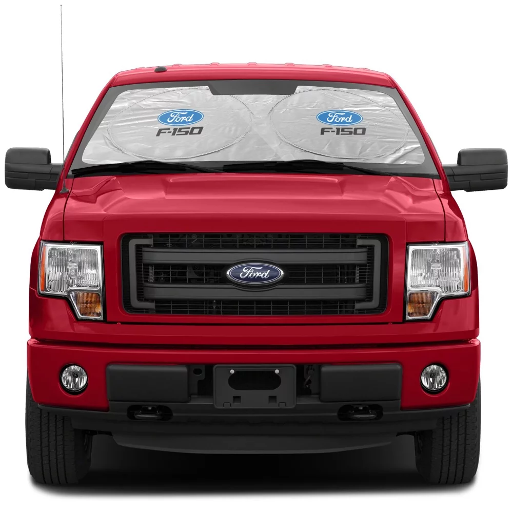 Ford F-150 2008 to 2014 Universal Fit One-Piece Easy Folding Silver Reflective Fabric Windshield Sun Shade (size: 75.5