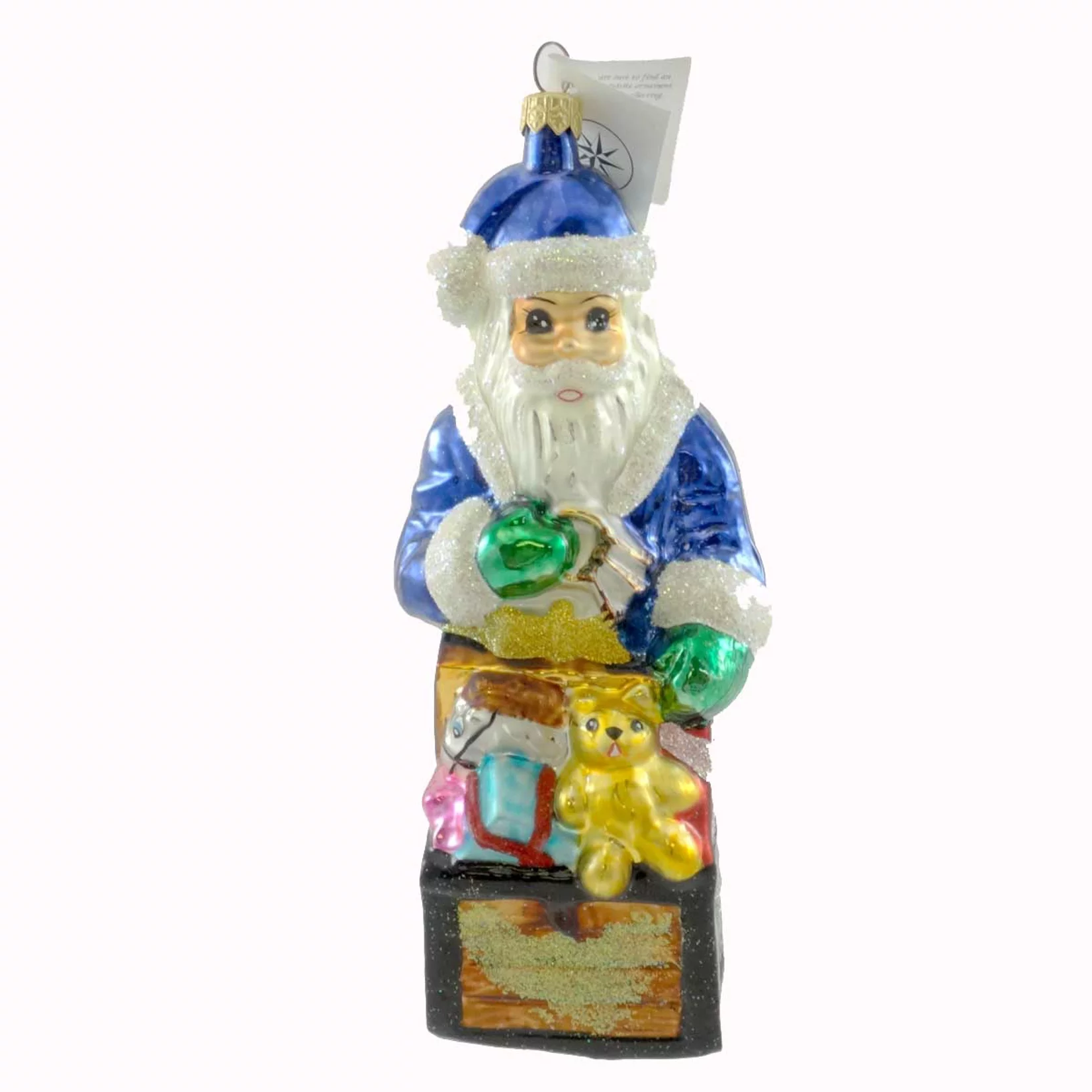 Christopher Radko TOY CHEST Glass Ornament Christmas Santa Dog