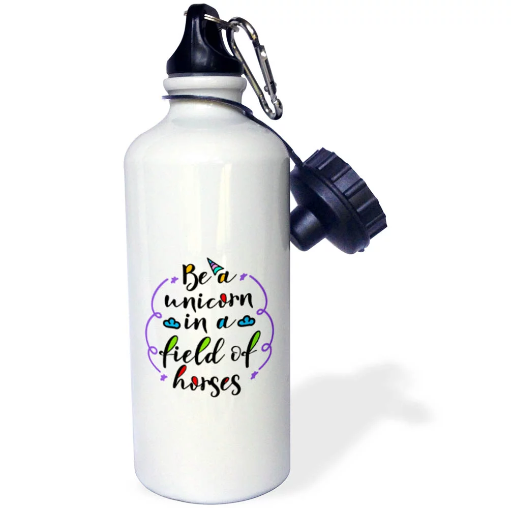 3dRose Be a Unicorn in a Field of Horses, Typography, 3drsmm - Water Bottle, 21-ounce
