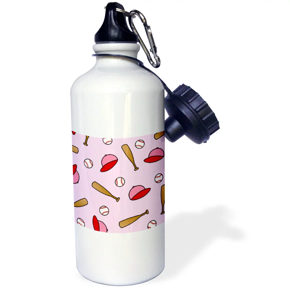 Cute Softball / Baseball Print - Pink 21 oz Sports Water Bottle wb-40947-1