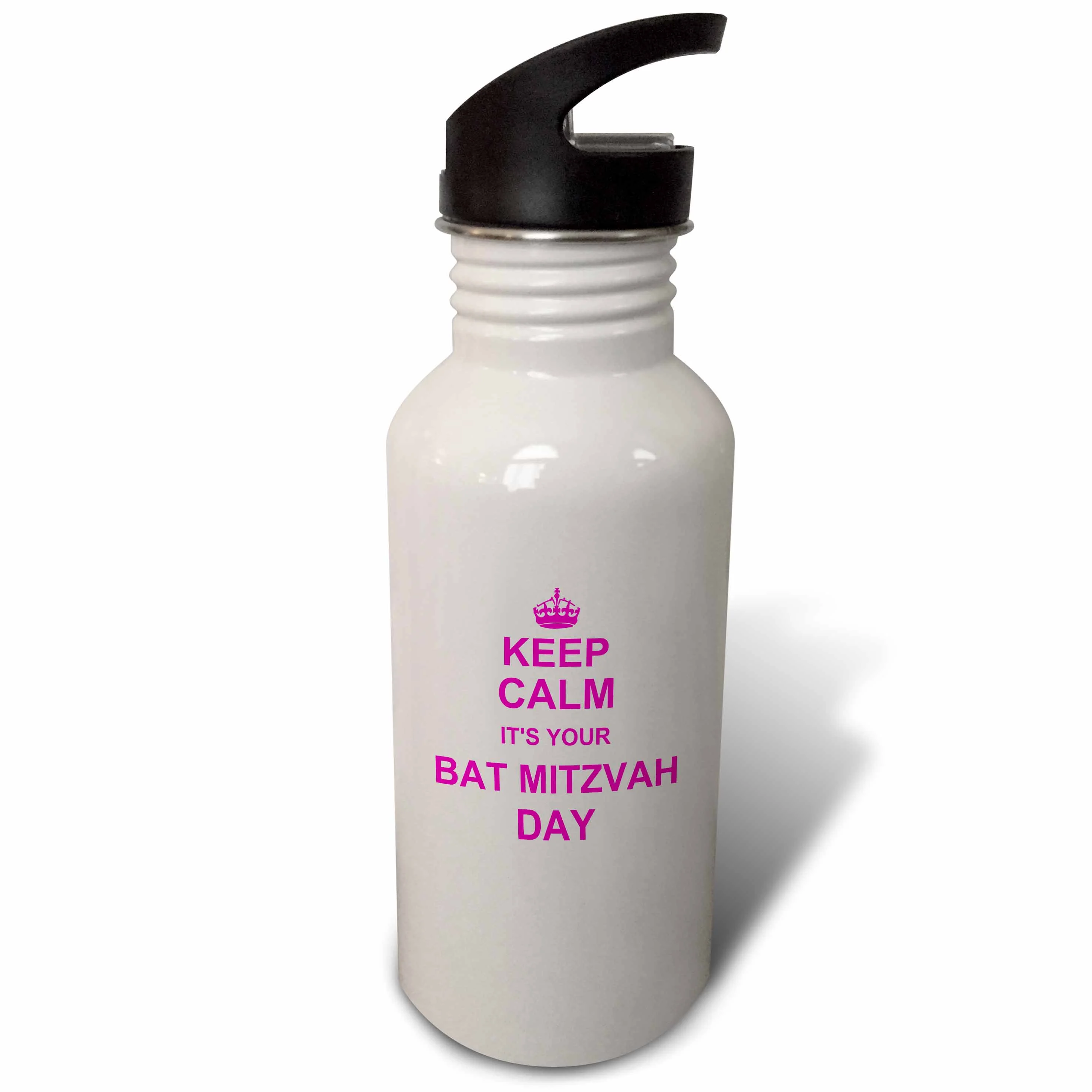 Keep Calm its your Bat Mitzvah day - hot pink - Good luck Encouraging Jewish girls 12th birthday 21 oz Sports Water Bottle wb-157644-1
